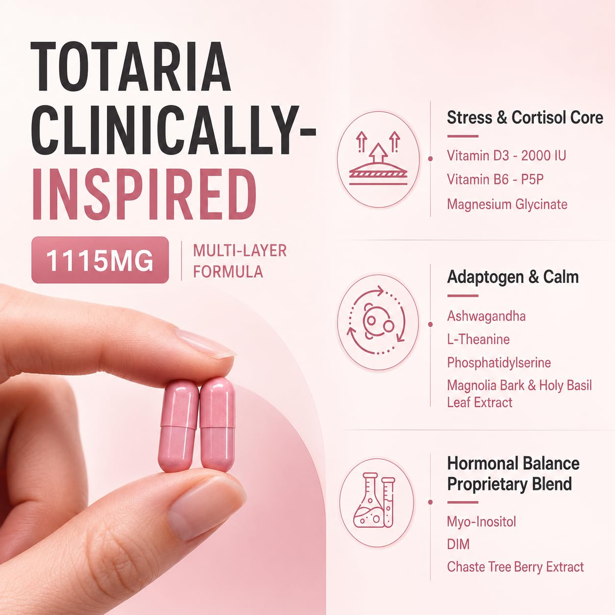 Totaria Women's Cortisol Supplement Capsules, 120 Count