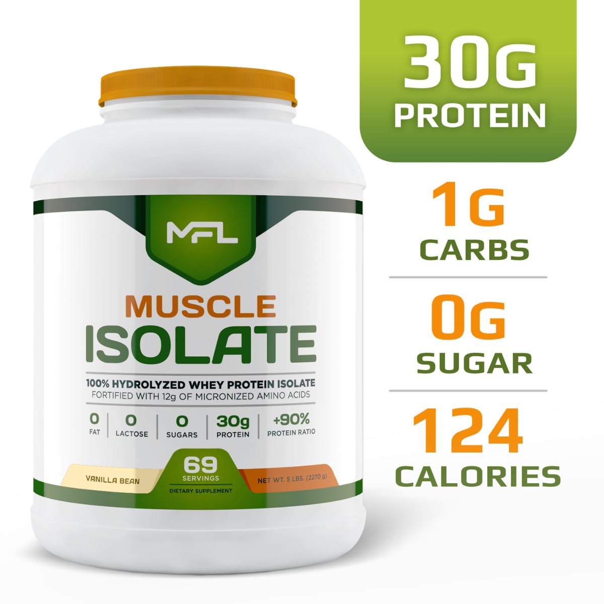 MUSCLE FOOD LABS MFL 100% Pure Whey Protein Isolate Powder 80 Servings