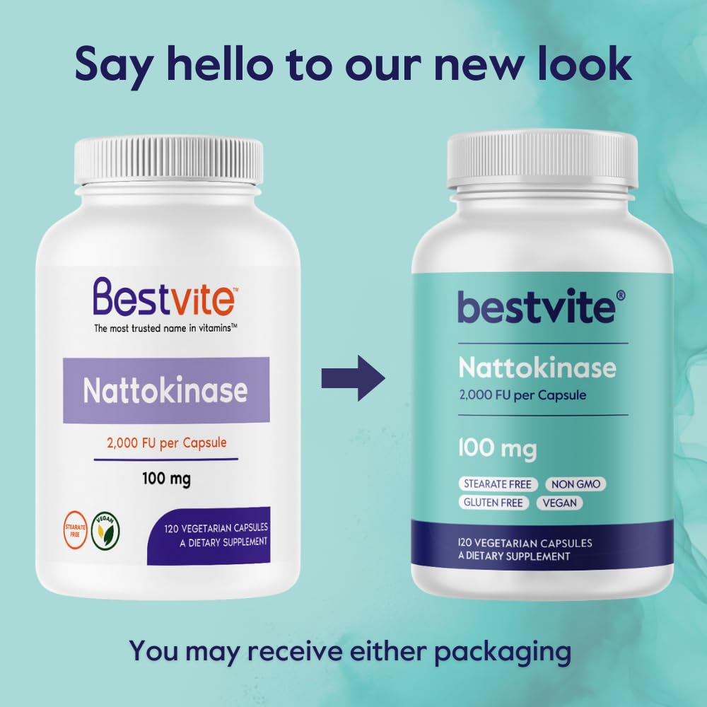 BESTVITE Nattokinase 100mg (2000 FU) Capsules, 120 Count