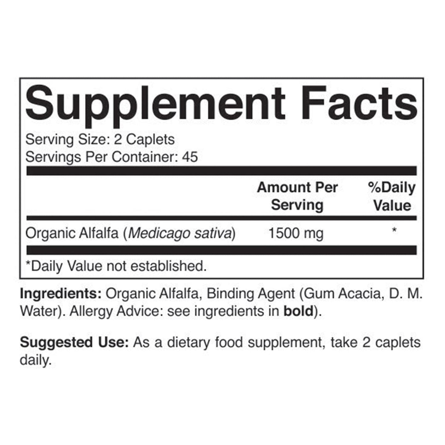 Brieofood Organic Alfalfa 1500mg Tablet, 90 Count