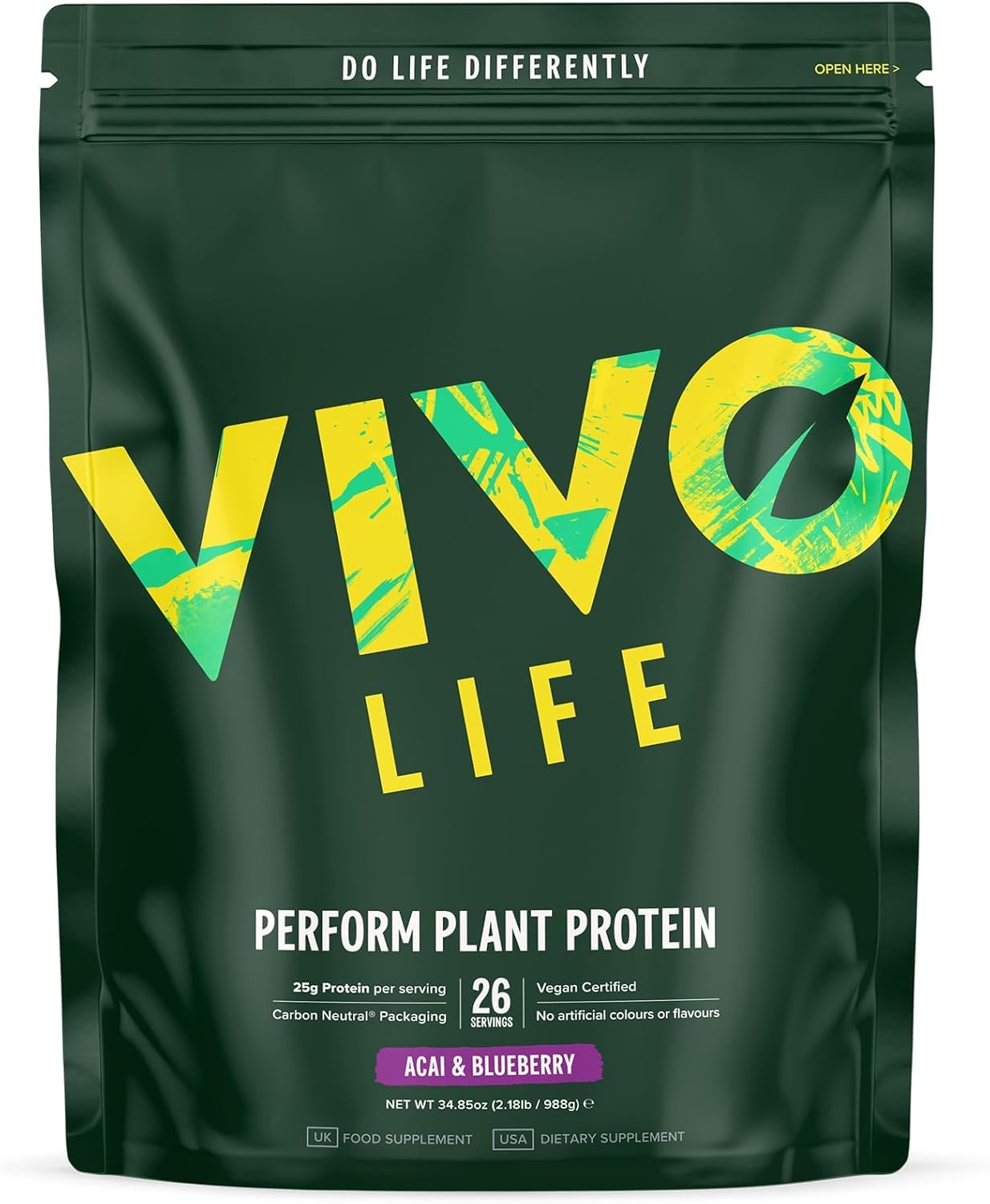 Vivo Life Perform Acai & Blueberry Protein Powder, 2.18 lb