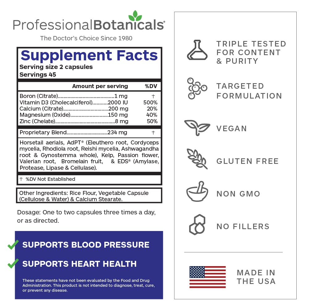Professional Botanicals Calcium Magnesium and Boron Capsules, 90 Vegetarian Capsules