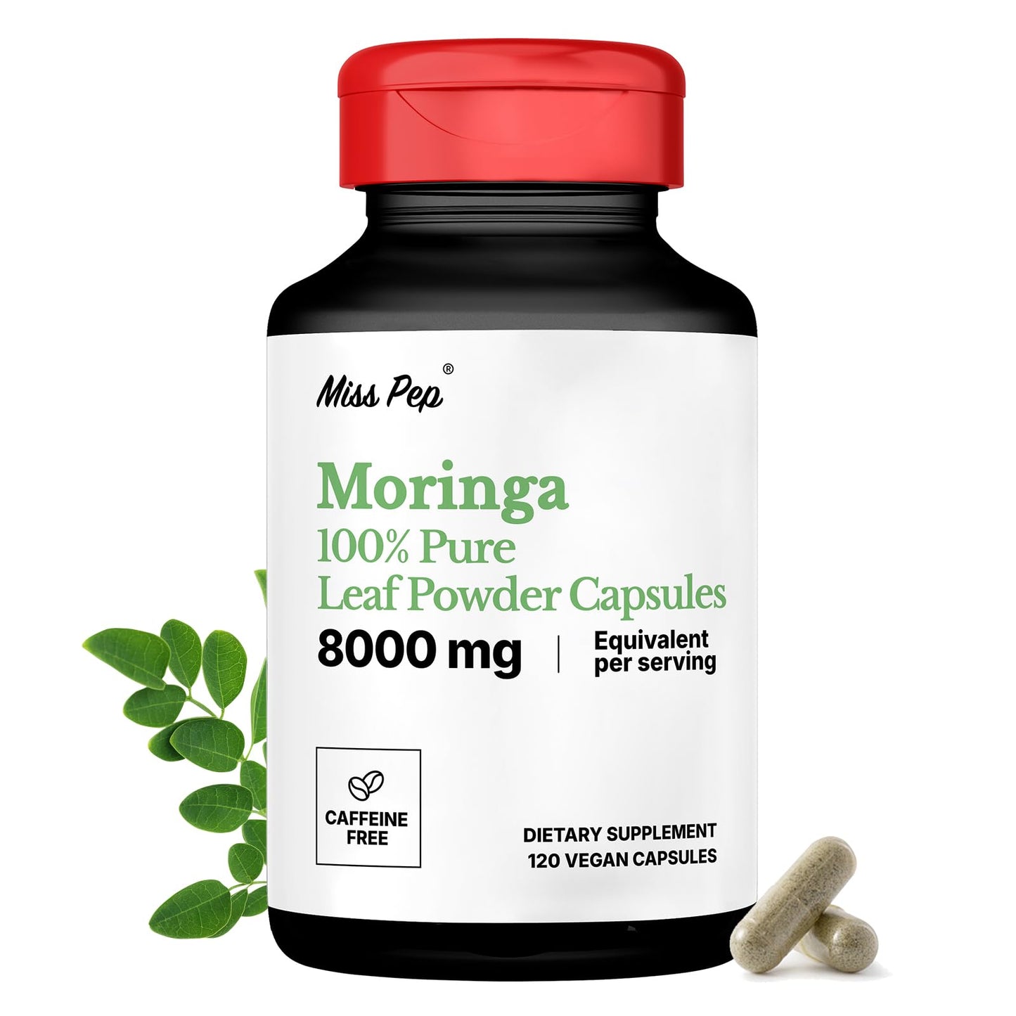 MISS PEP Moringa Capsules 800 mg, 120 Count