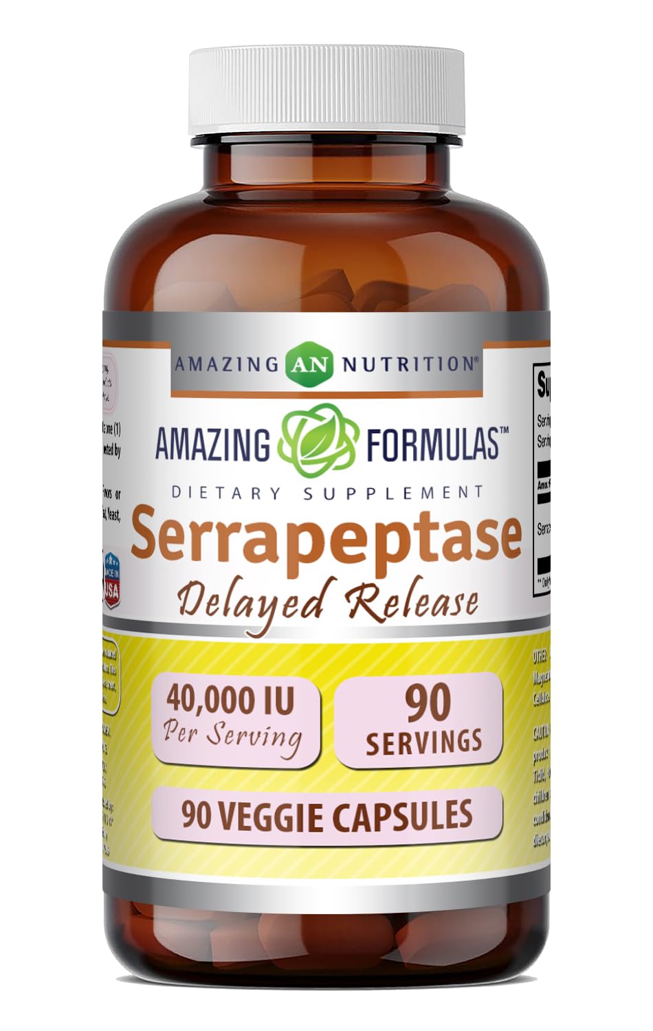 Amazing Nutrition Serrapeptase Supplement Capsule, 90 Count