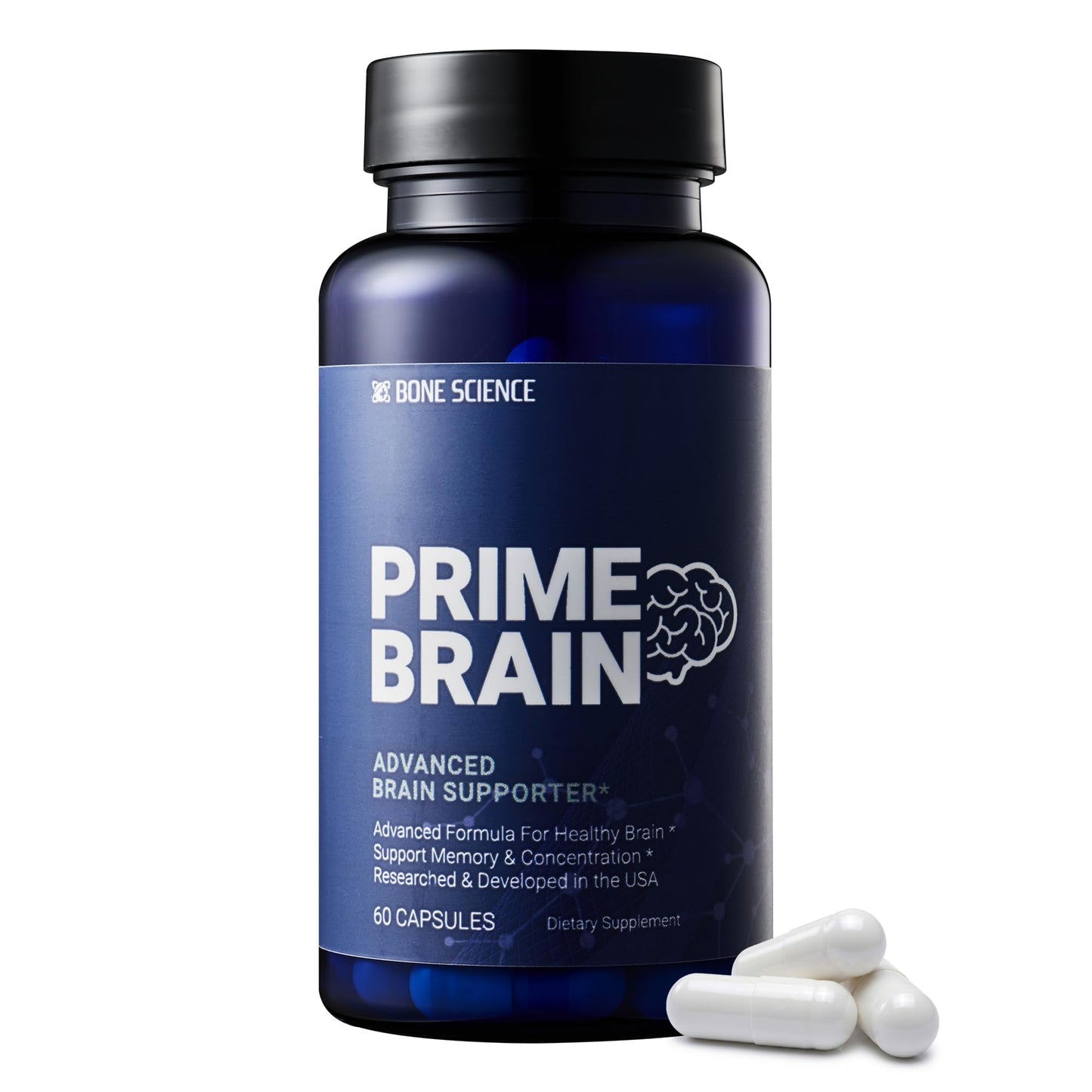 BONE SCIENCE Prime Brain Memory & Focus Support, 60 Capsules