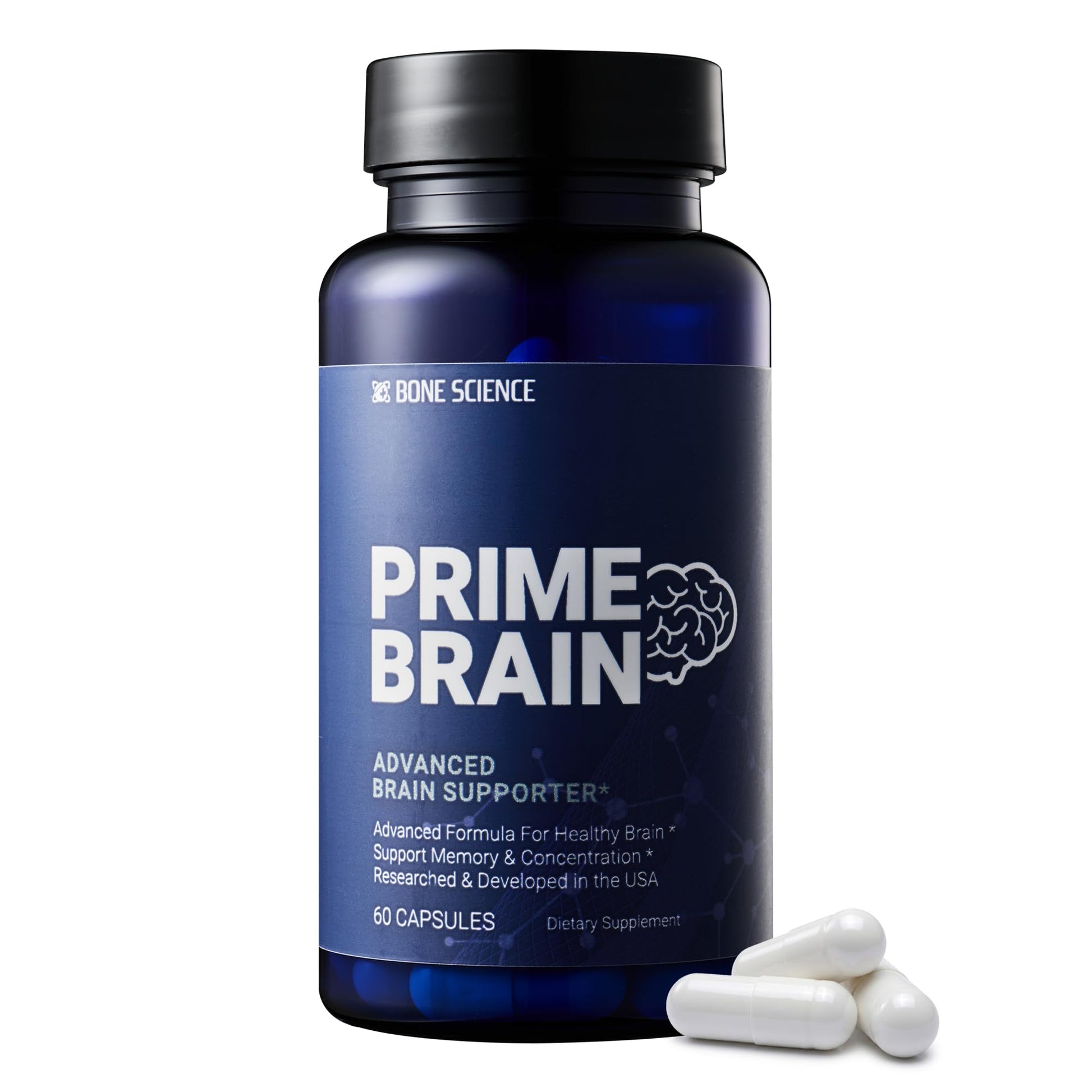 BONE SCIENCE Prime Brain Memory & Focus Support, 60 Capsules