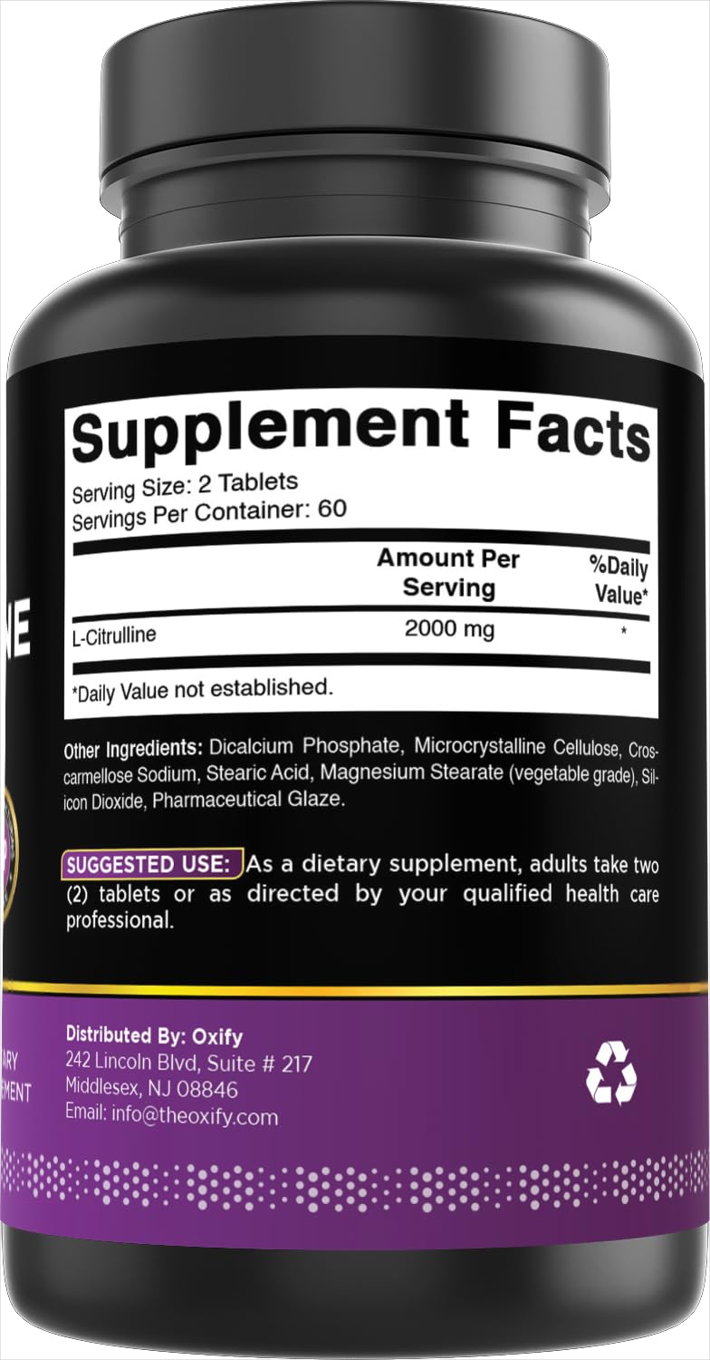 Oxify L-Citrulline 2000 mg Tablet, 120 Count
