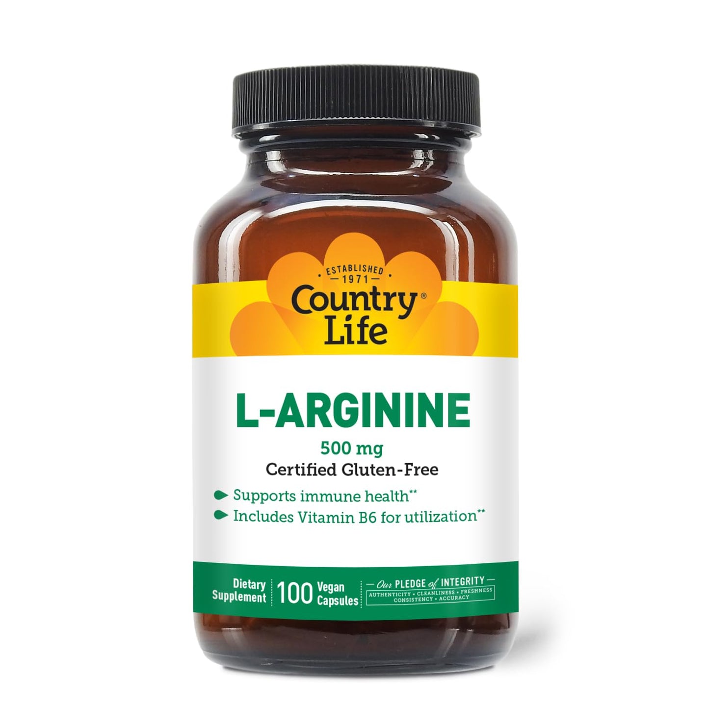 Country Life L-Arginine 500mg Capsules, 100 Count