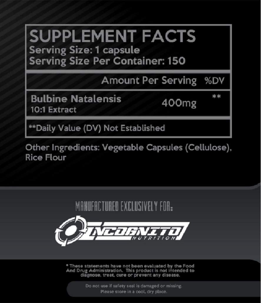 INCOGNITO NUTRITION Bulbine Natalensis Capsule 150 Servings