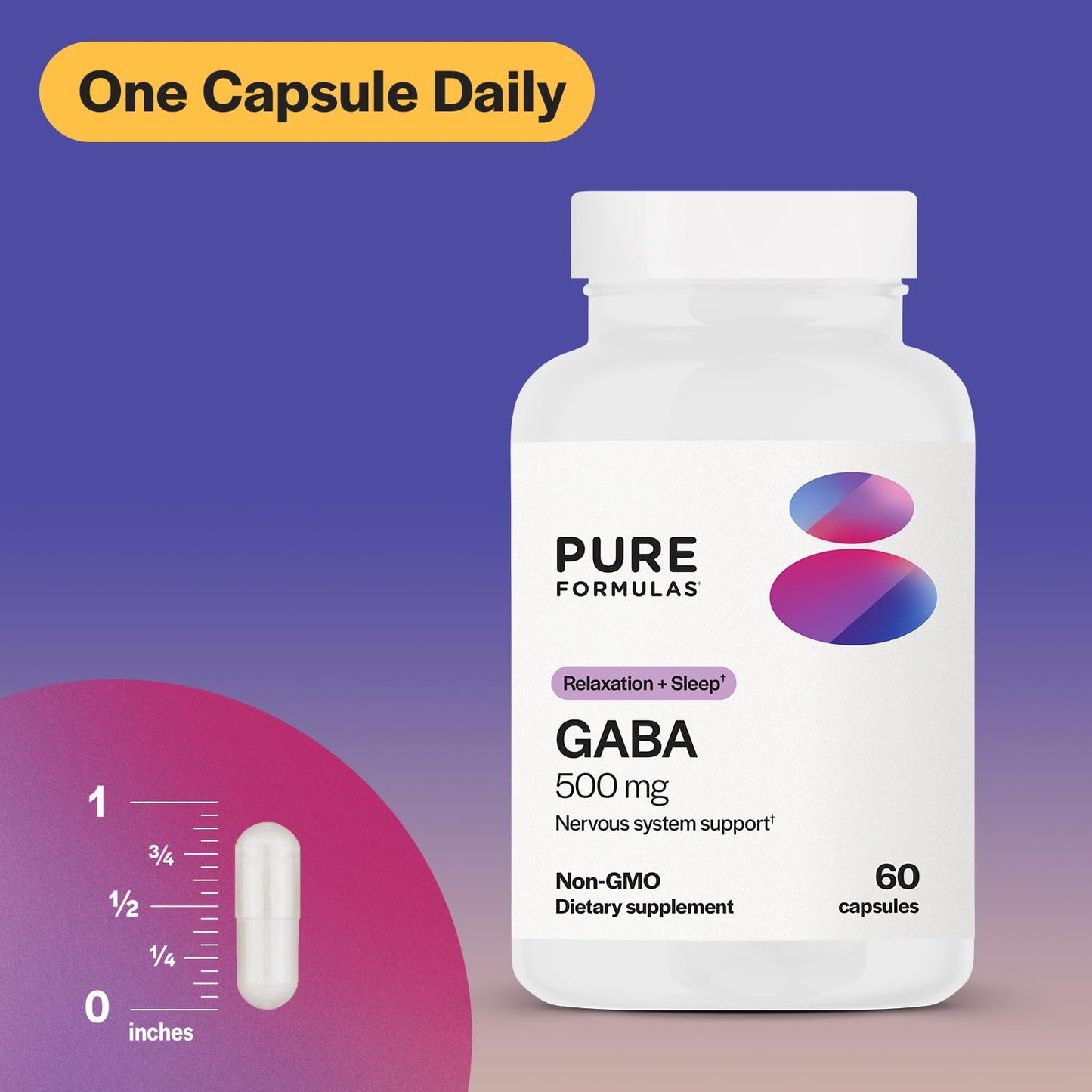 PureFormulas GABA 500 mg Capsule, 60 Count