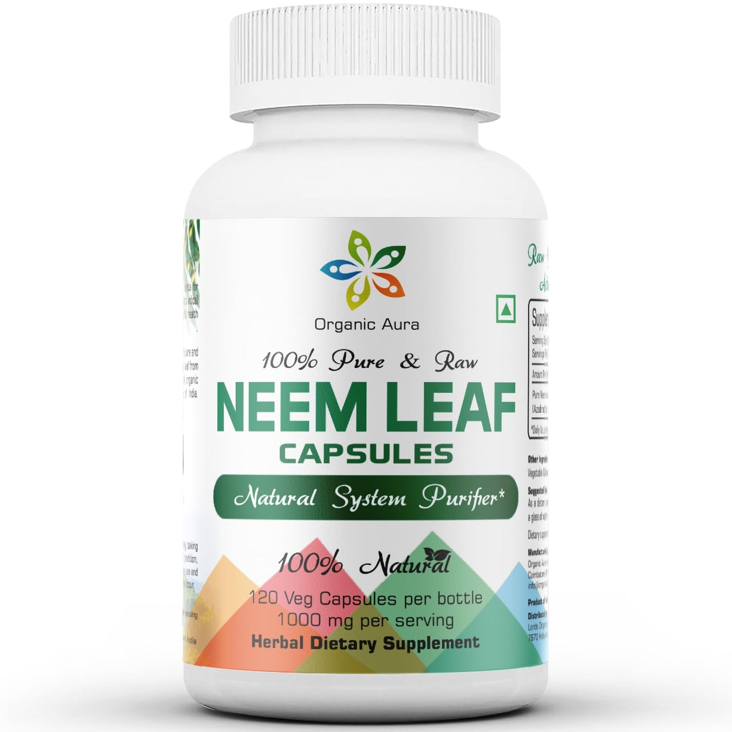 Organic Aura International Neem Capsules 120 Capsules