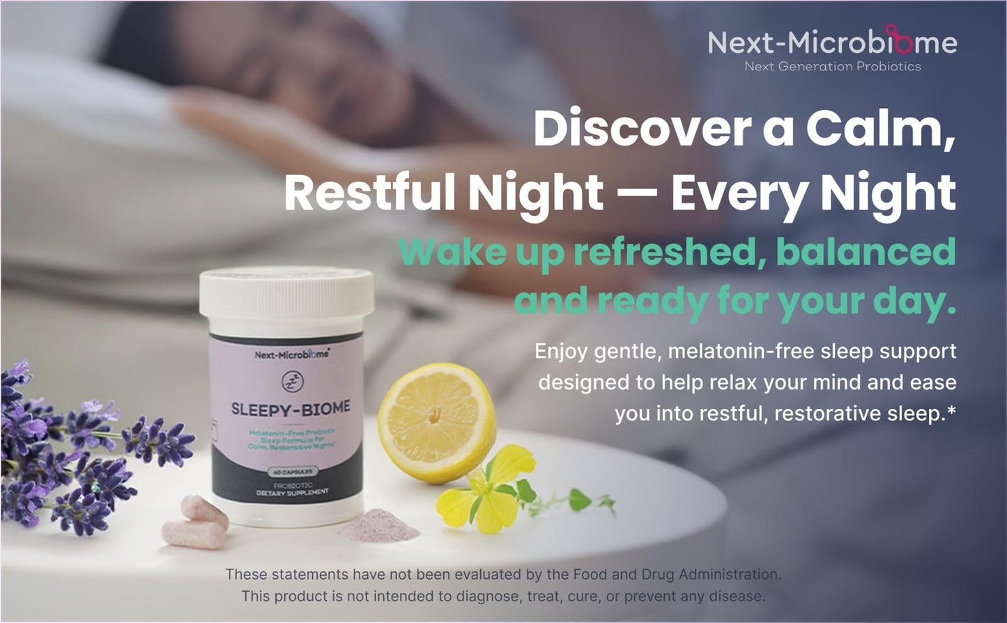 NEXT-MICROBIOME Sleepy-Biome Natural Sleep Aid, Capsule, 60 Count