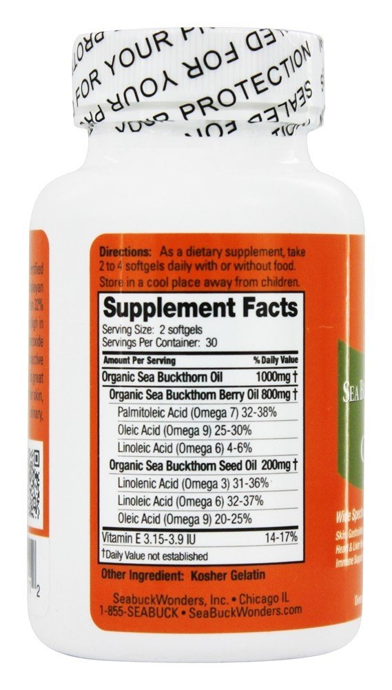 SEABUCKWONDERS Sea Buckthorn Omega 7 Complete - 500 mg Softgels 60