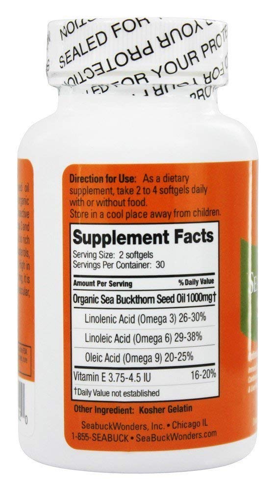 SEABUCKWONDERS Sea Buckthorn Seed Oil Softgels 60