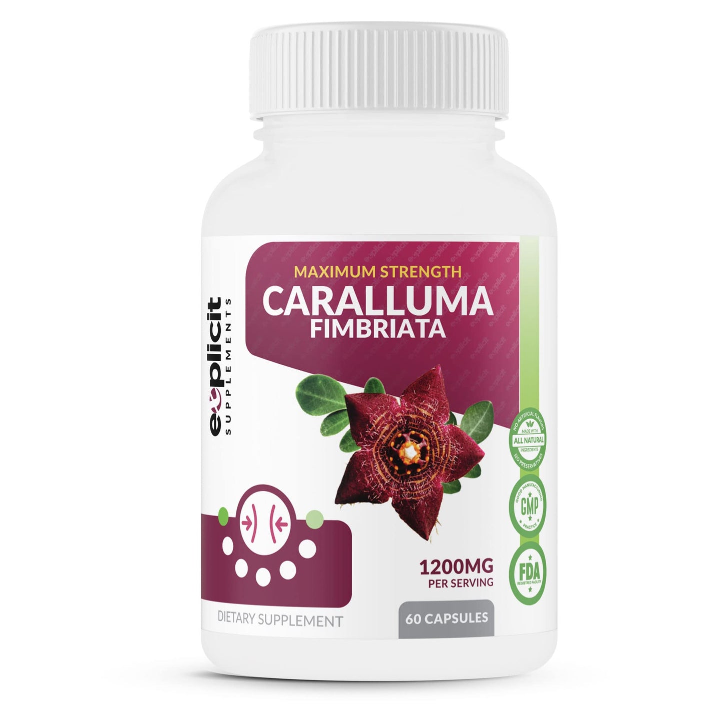 eXplicit Supplements Pure Caralluma Fimbriata Max Strength Capsules, 60 Count