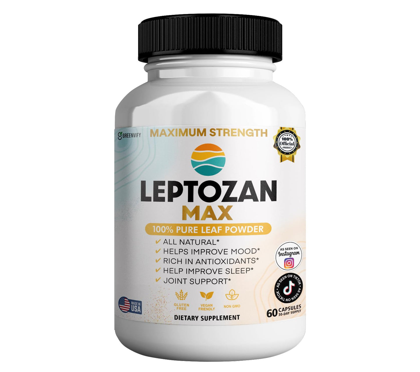 GREENVIFY Leptozan Max 800mg Horseradish Tree Moringa Supplement, 60 Veggie Capsules