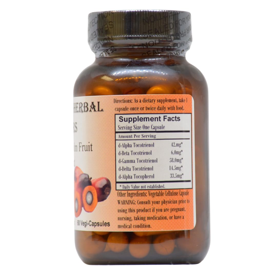 Barlowe's Herbal Elixirs Toco-30 Tocotrienol Palm Fruit Extract 500mg Per Capsule, 60 Capsules