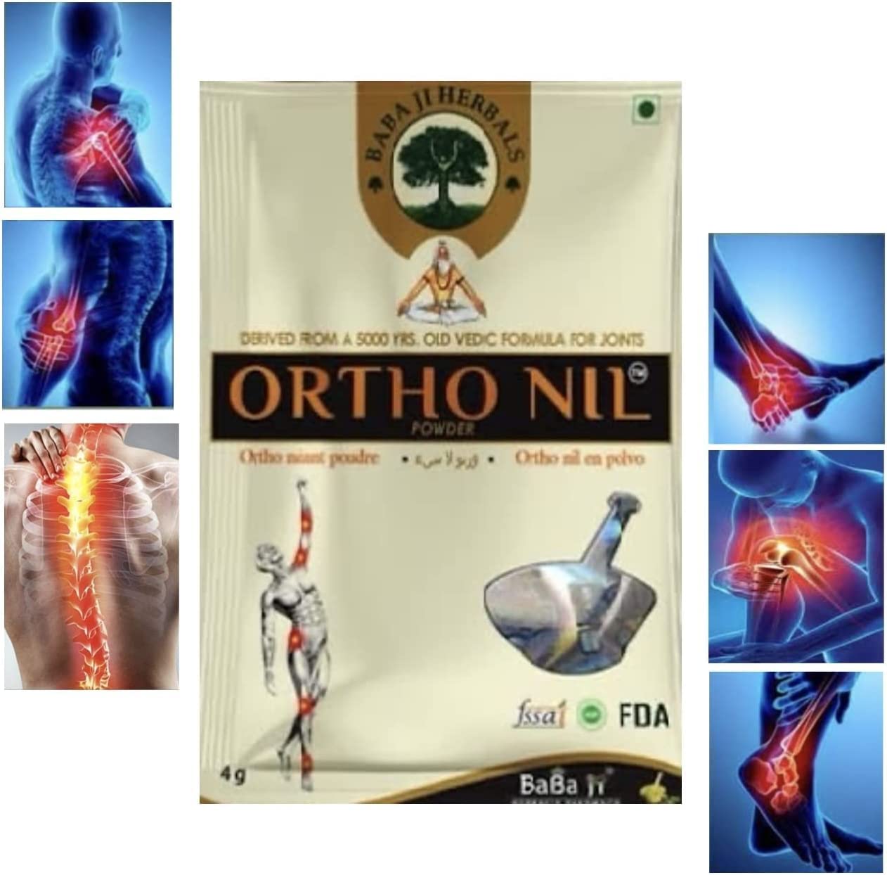 Generic Babaji Herbals Ortho Nil Powder 4gm Each, Pack of 20
