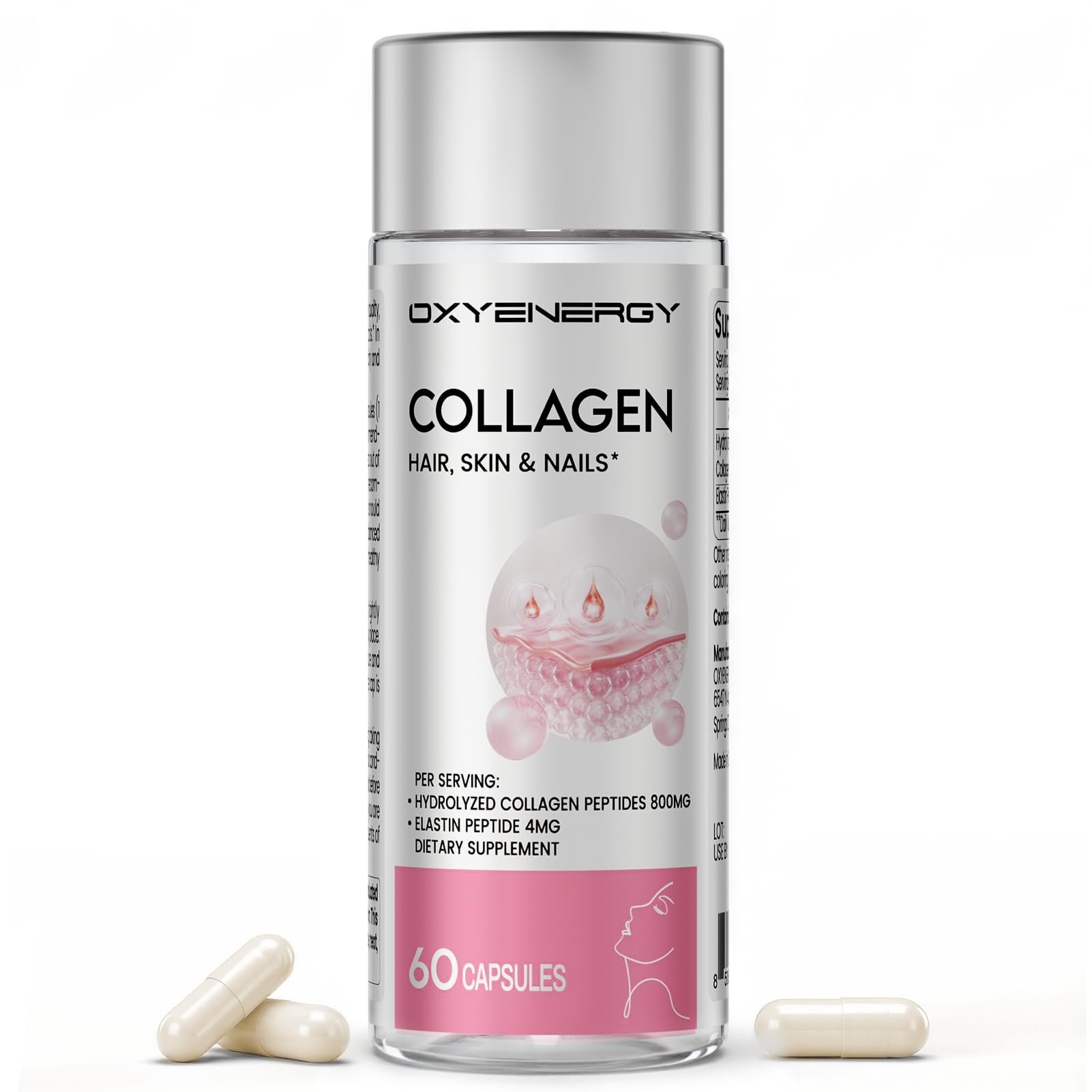 OxyEnergy Collagen Peptides Capsules, 60 Count