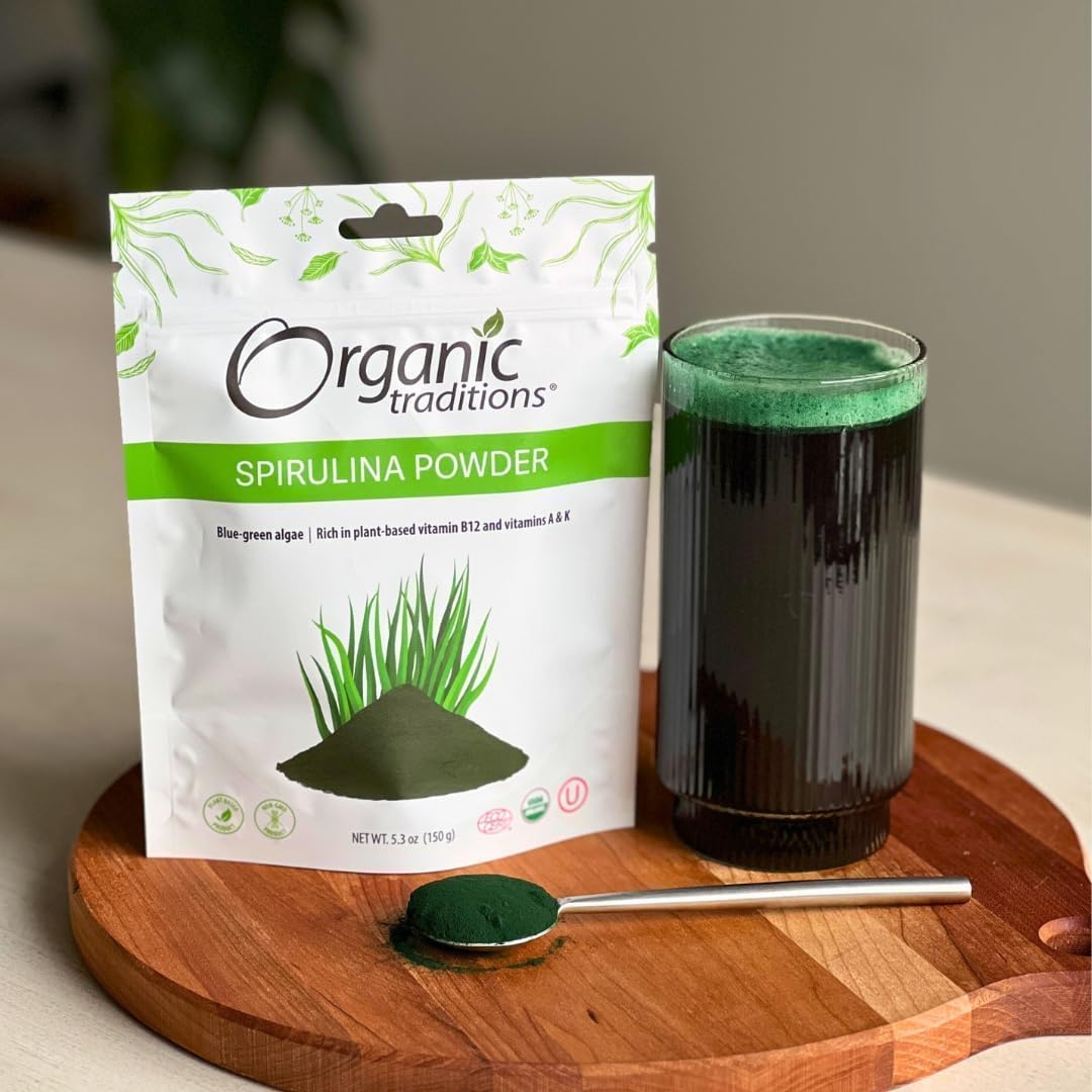 Organic Traditions Spirulina Algae Powder Green Superfood Blend 5.3 oz
