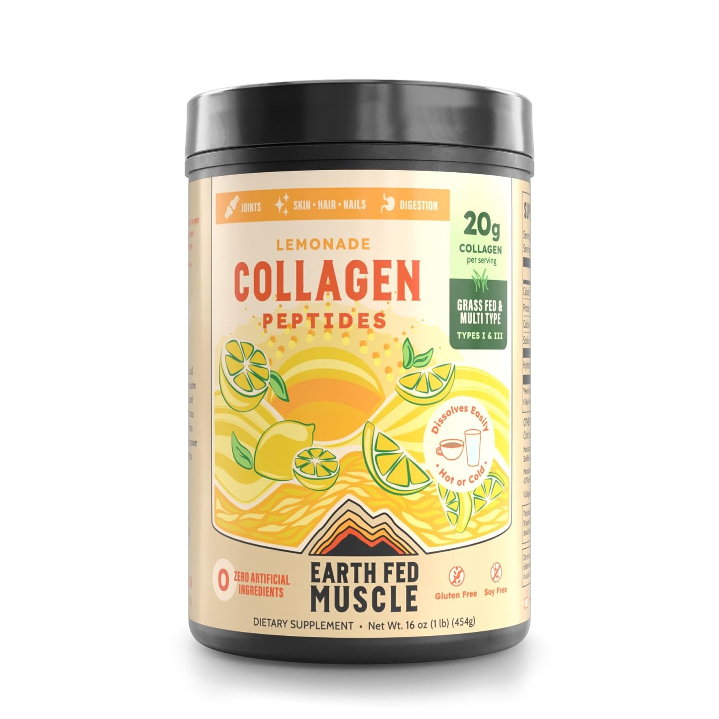 Earth Fed Muscle Lemonade Collagen Peptides Powder 16 Servings