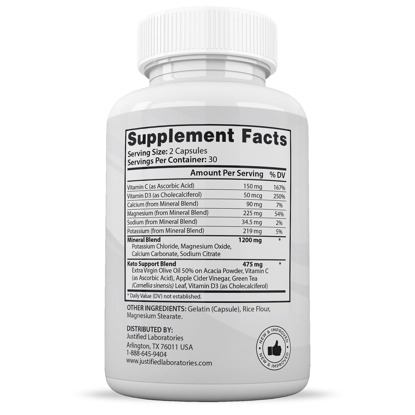 Justified Laboratories Ketosyn Keto ACV Extreme Capsule, 600 Capsules