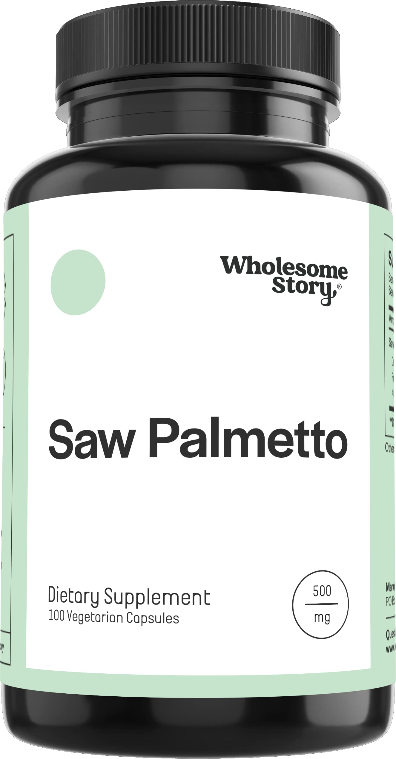 Wholesome Story Saw Palmetto Extract & Powder Blend 500mg Capsules, 100 Count