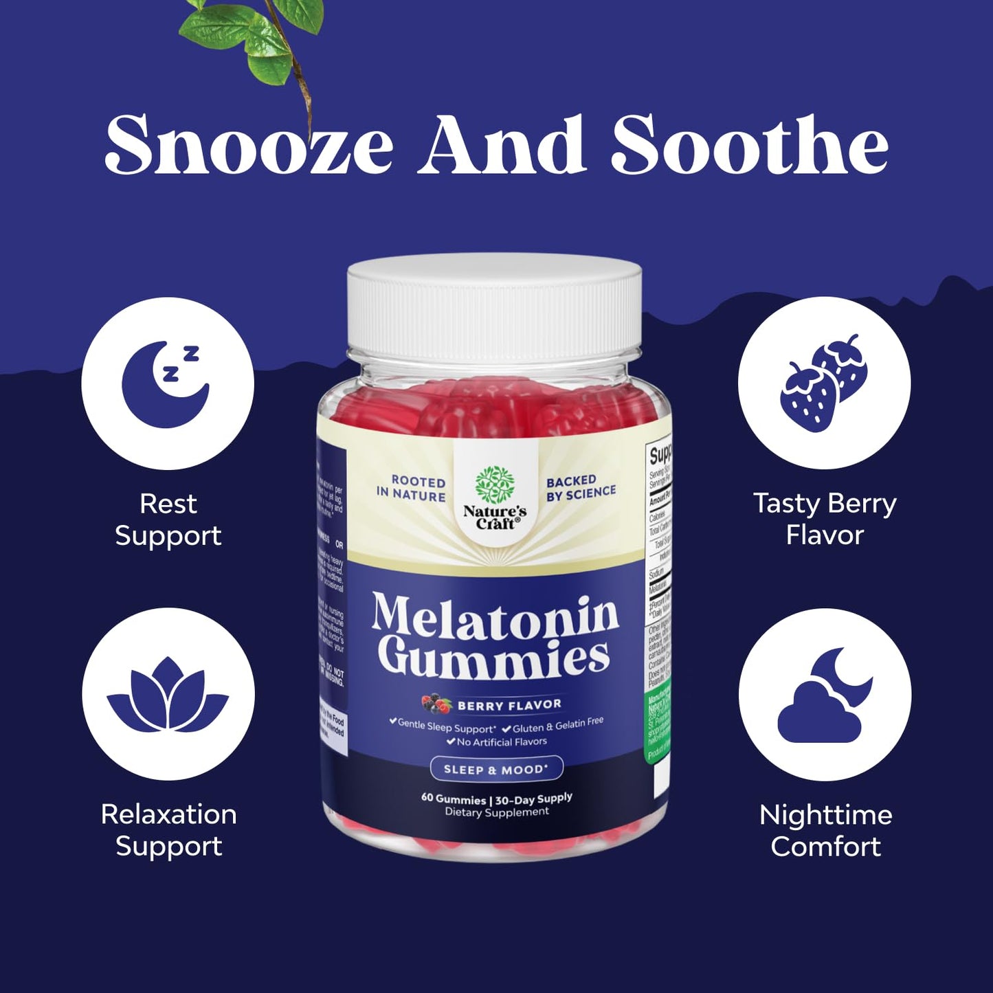 Natures Craft Melatonin Gummies 5mg 60 Count