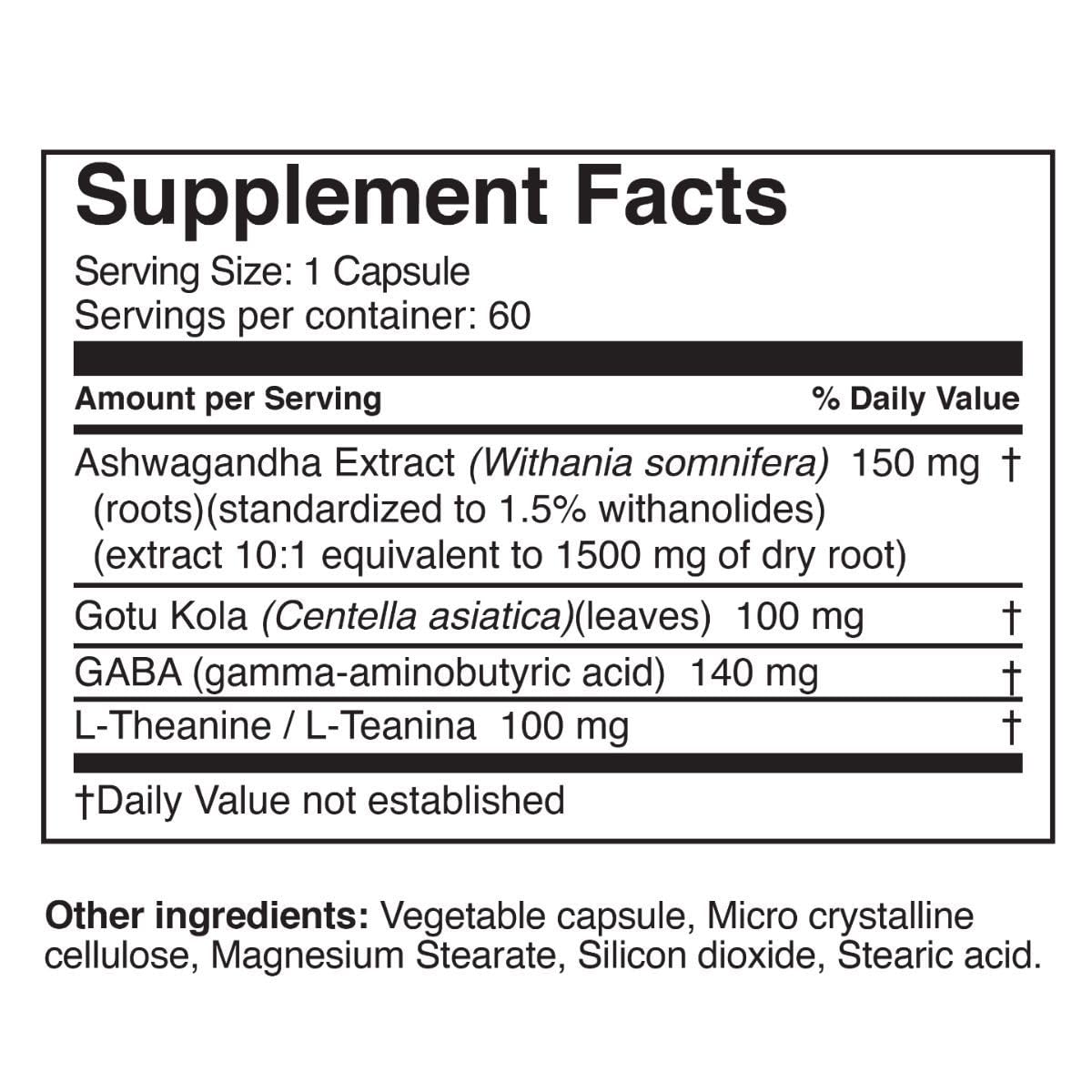Univera Anti Stress Supplement with Ashwagandha, Gotu Kola, GABA & L-Theanine, 60 Capsules