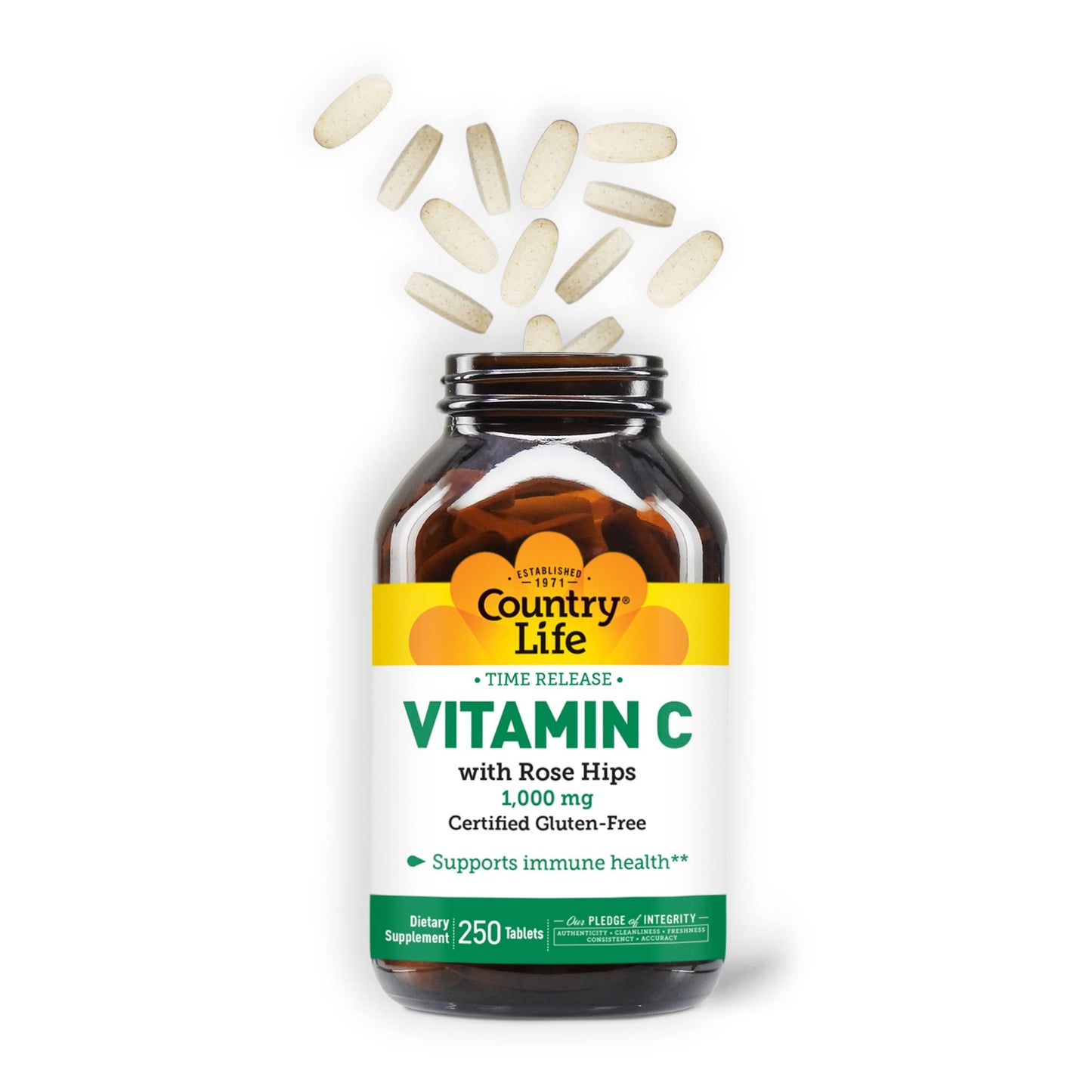Country Life Time Release Vitamin C with Rose Hips 250 Tablets