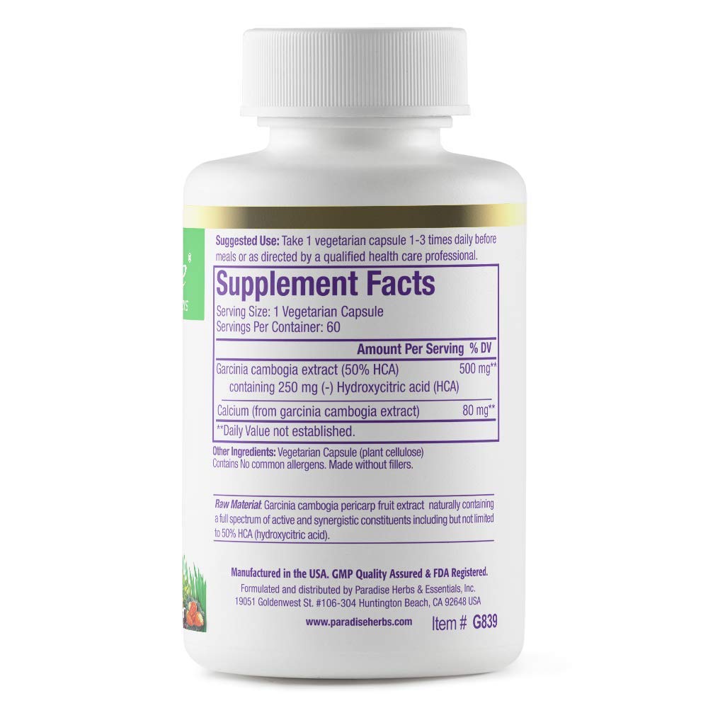 Paradise Herbs Garcinia Cambogia Active Whole Spectrum Extract Capsules 60 Count