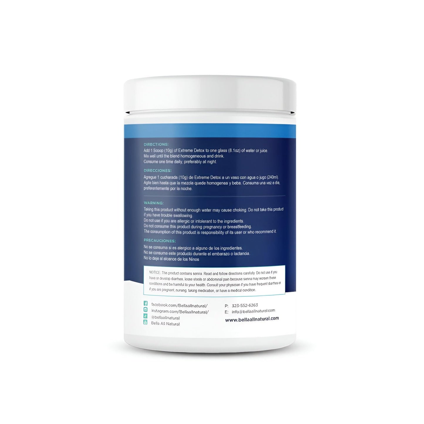 Bella All Natural Extreme Detox Powder Unflavored 14.1 Ounce