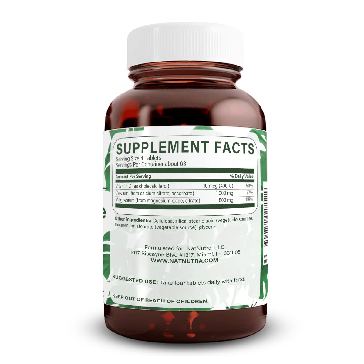 Natural Nutra Cal-Mag Citrate with Vitamin D3 1000/500 mg Complex Tablets, 250 Count