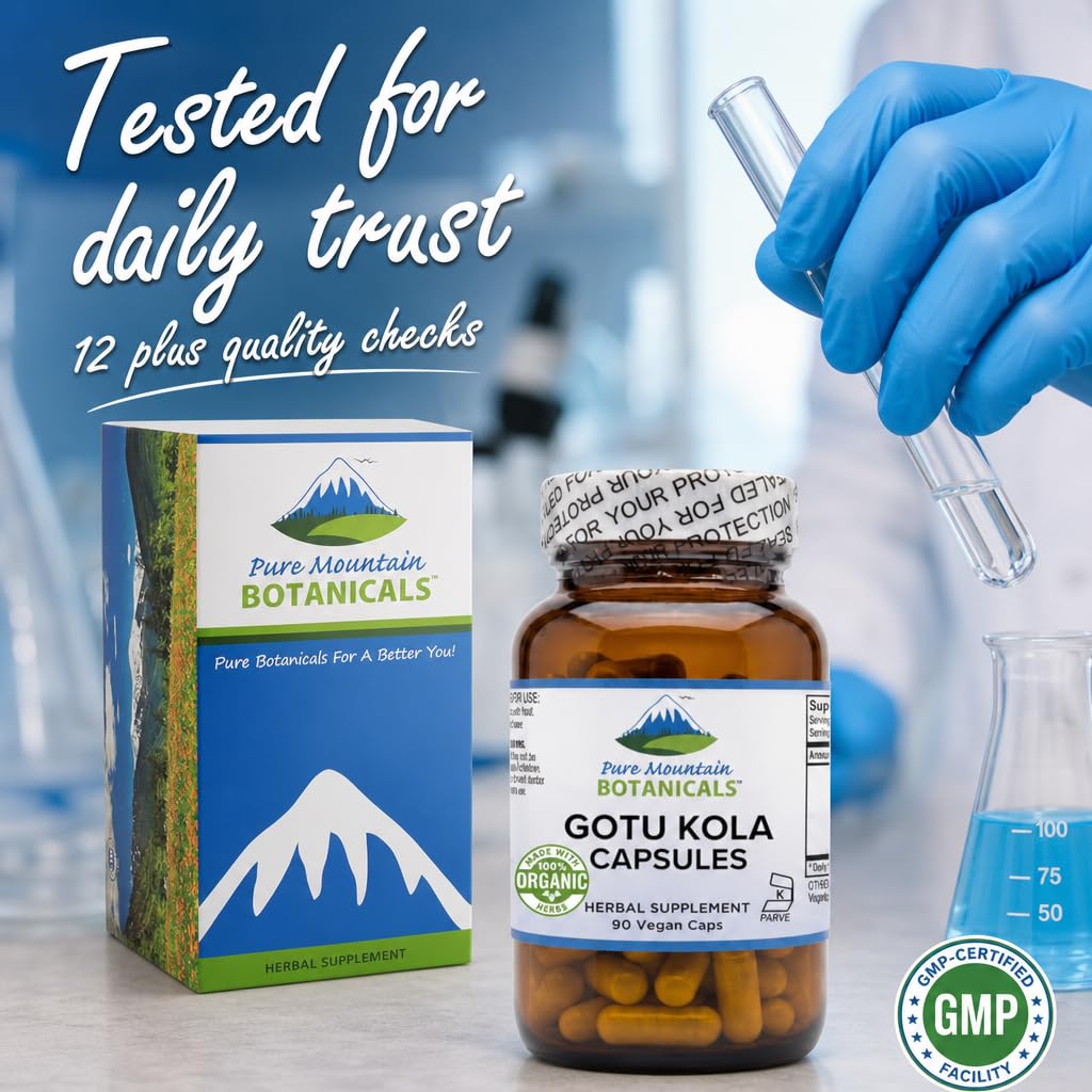 Pure Mountain Botanicals Gotu Kola Capsules, 90 Count