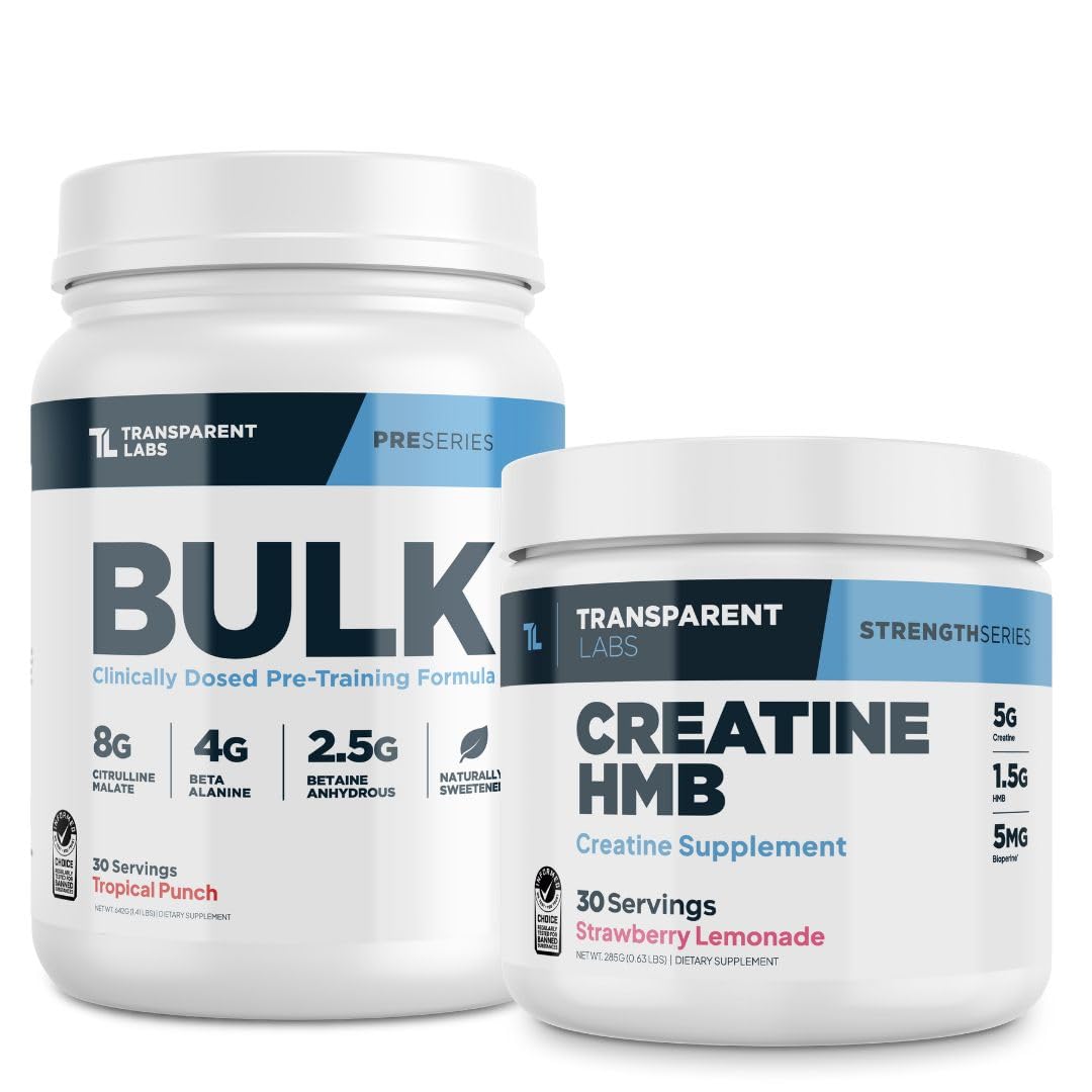 Transparent Labs Bulk Pre-Workout & Creatine HMB Powder, 29.8