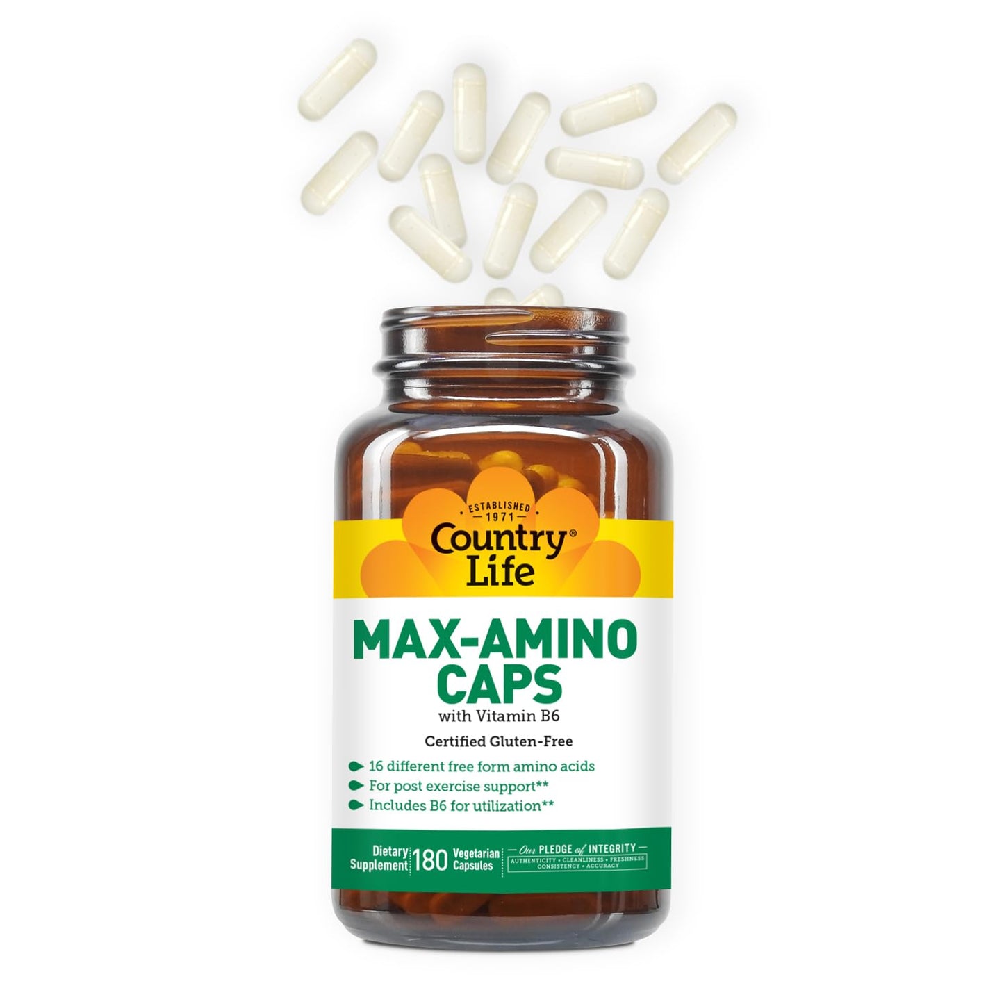 Country Life Maxi-Amino Caps 16 Free-Form Amino Acids 180 Capsules