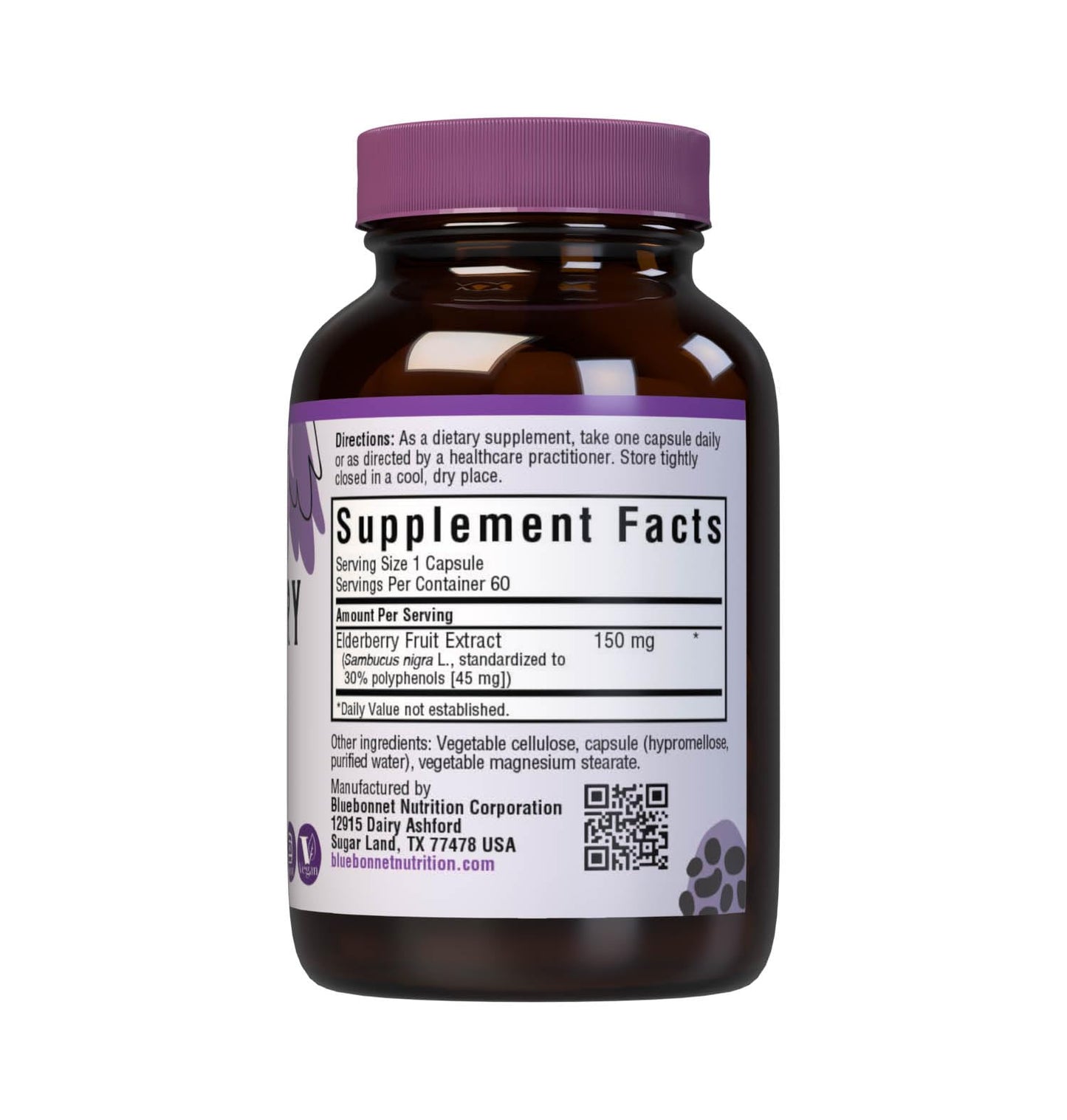 BlueBonnet Elderberry Fruit Extract Supplement Capsule 60