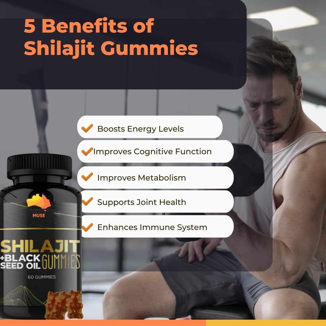 Muse Celtic Minerals Shilajit and Black Seed Gummies, Gummy, 60 Count
