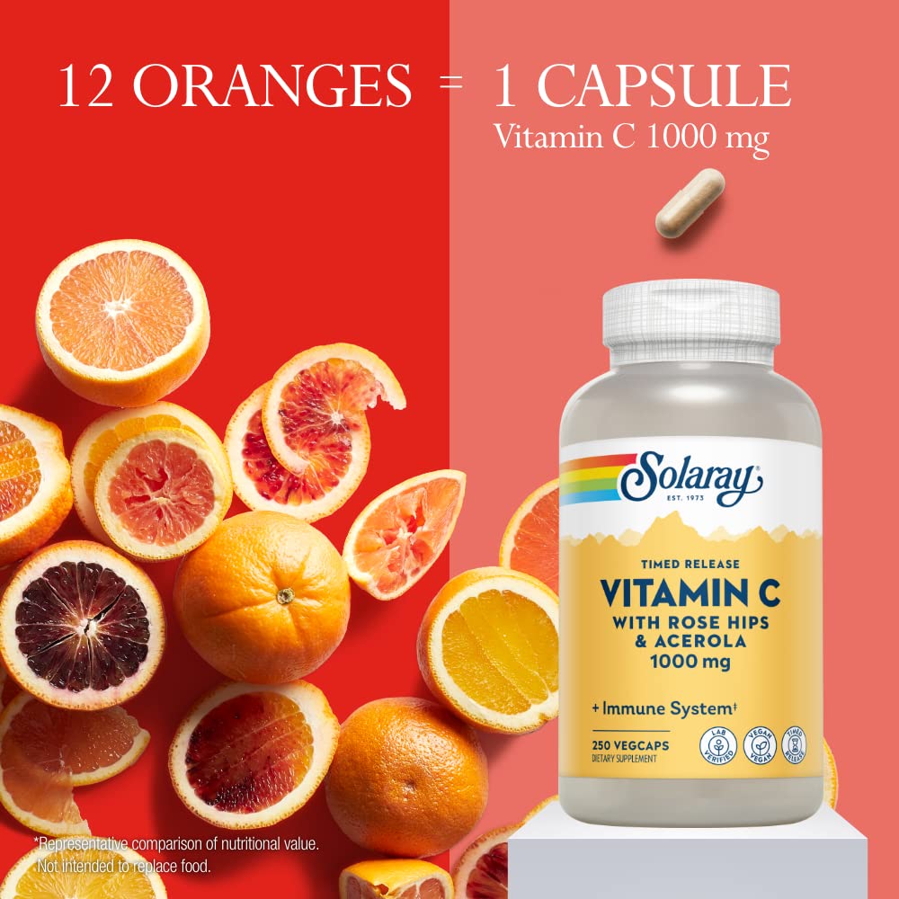 Solaray Vitamin C 1000mg Time Release Capsules, 250 VegCaps