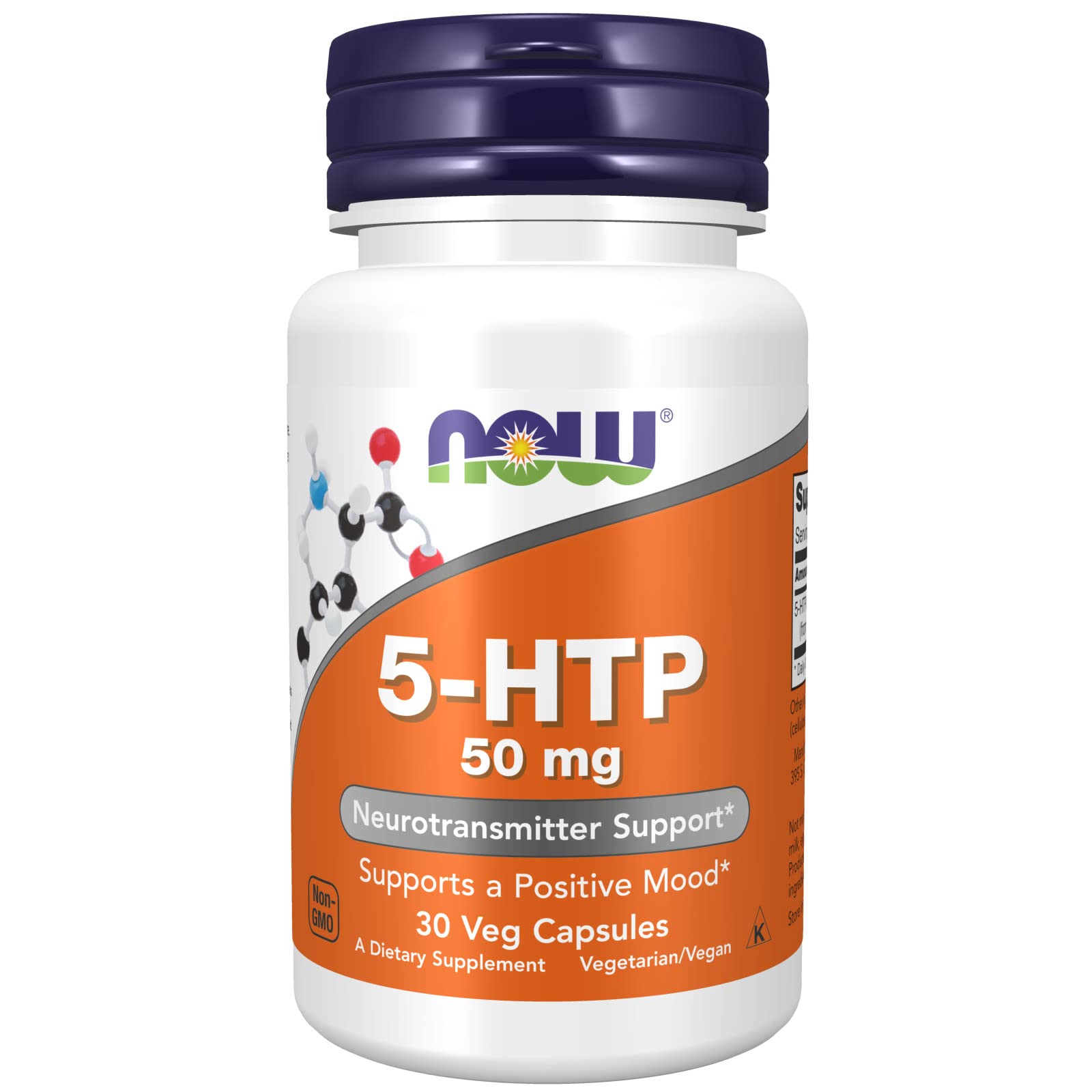 NOW Foods 5-HTP 50 mg Veg Capsules, 180 Count