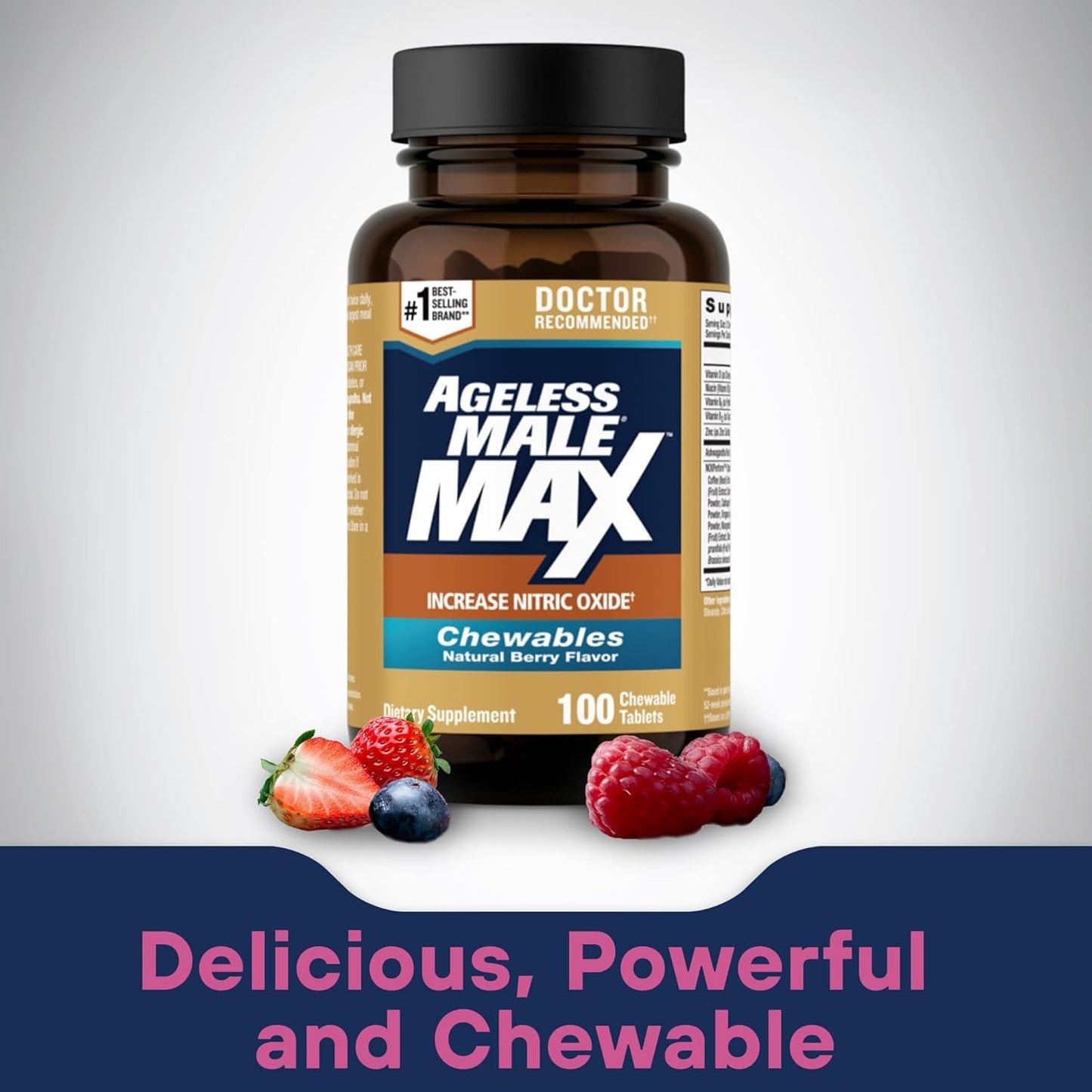 Ageless Male Max Chewable Nitric Oxide Booster for Men, 200 Count