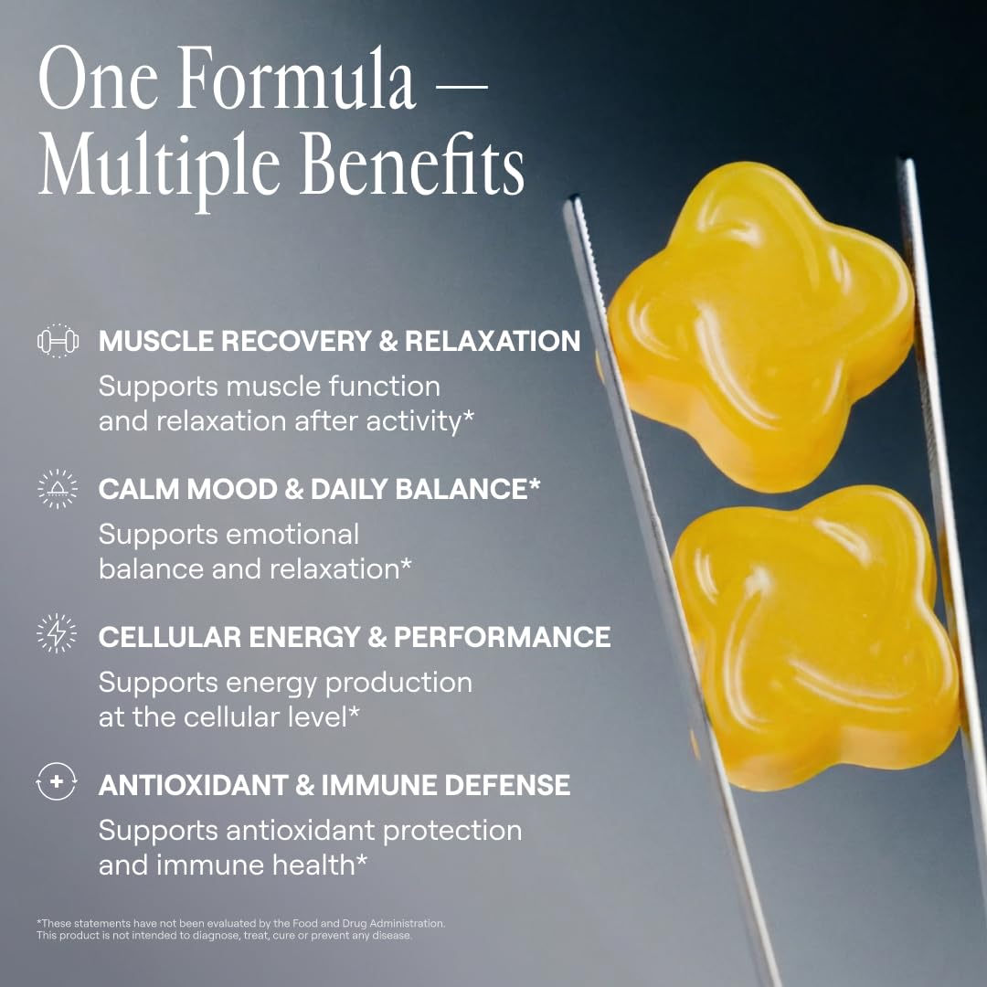 ARQ8 LONGEVITY Magnesium Gummies 200 mg per Serving, Magnesium Glycinate & Malate with Vitamin C, Sugar-Free, Vegan, for Men & Women, 60 Gummies