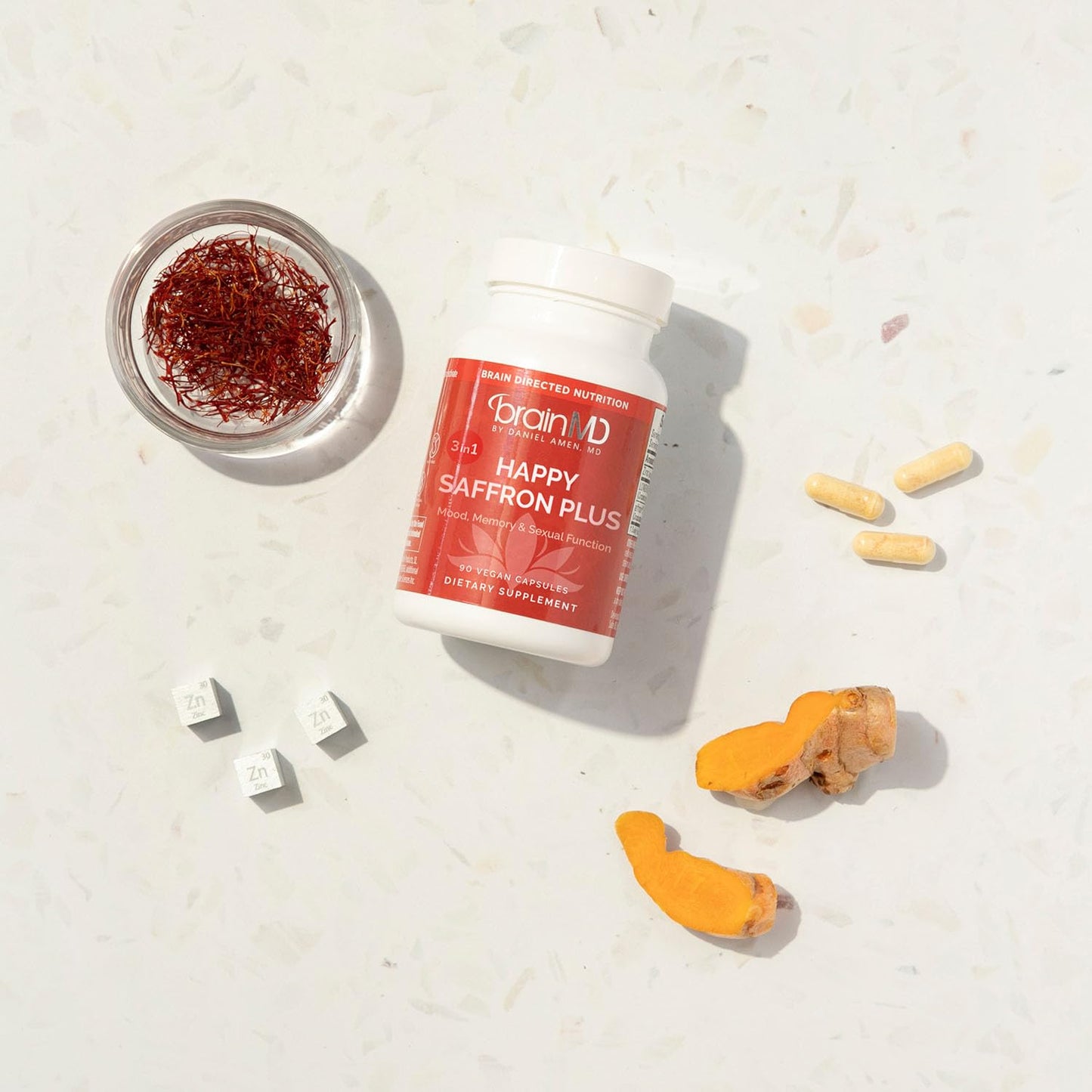 BRAINMD Dr Amen Happy Saffron Plus Capsules 90 Count