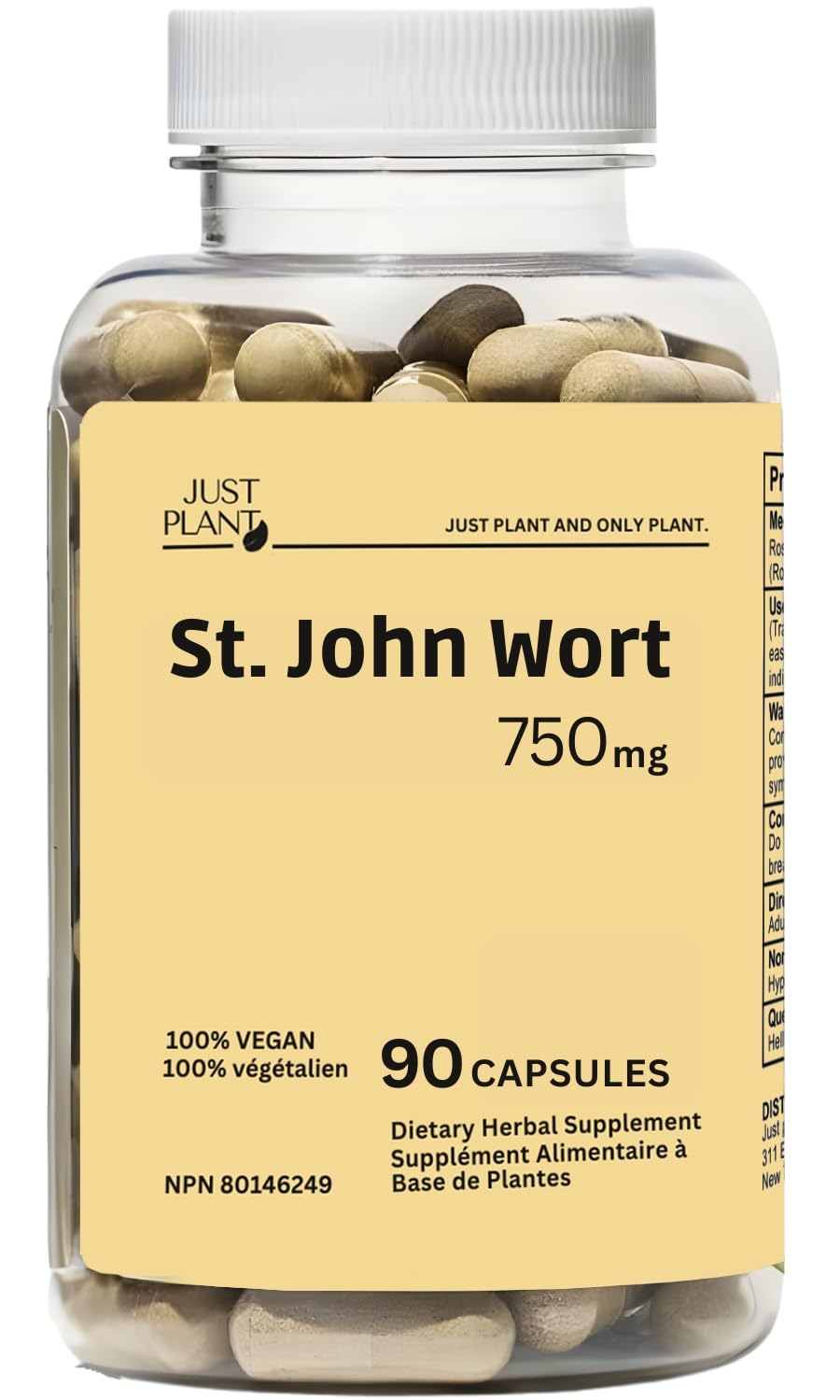 Just Plant St. John's Wort 750 mg Capsules 90 Count