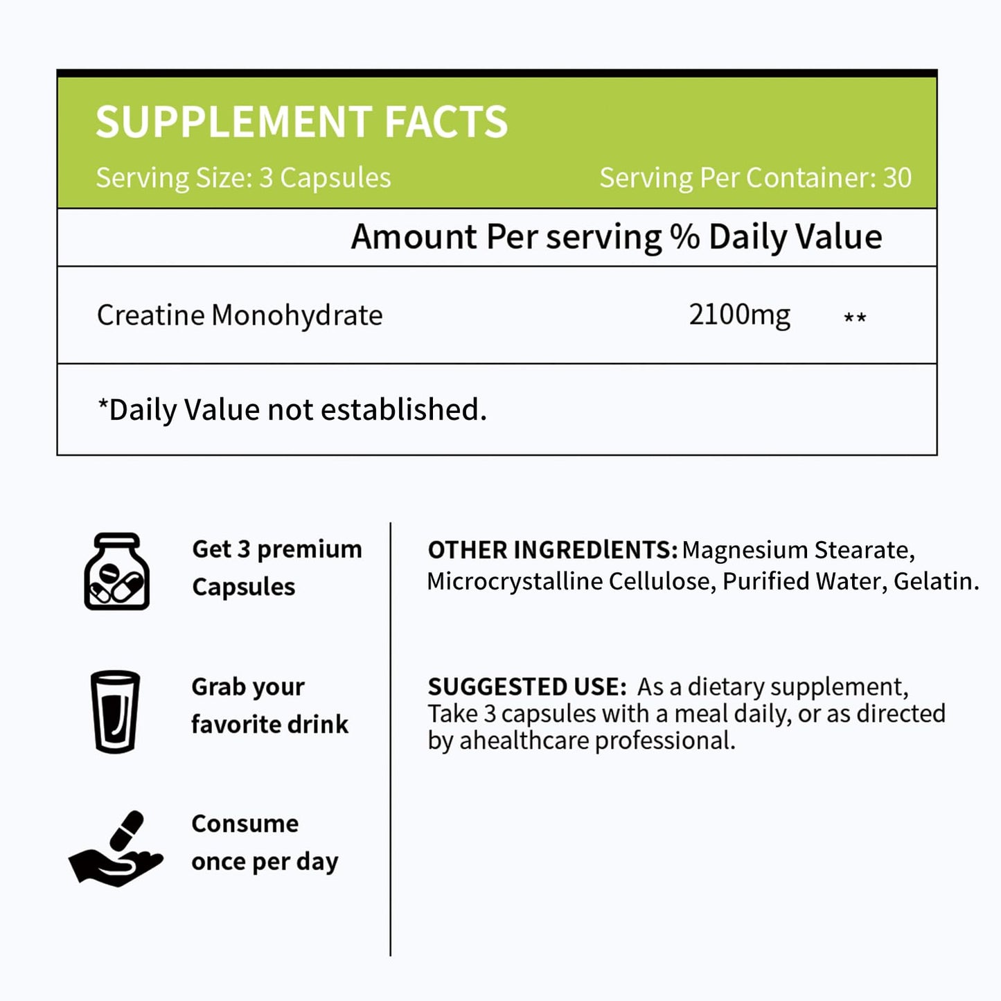 Vicwell Creatine Monohydrate Capsules 90 Count