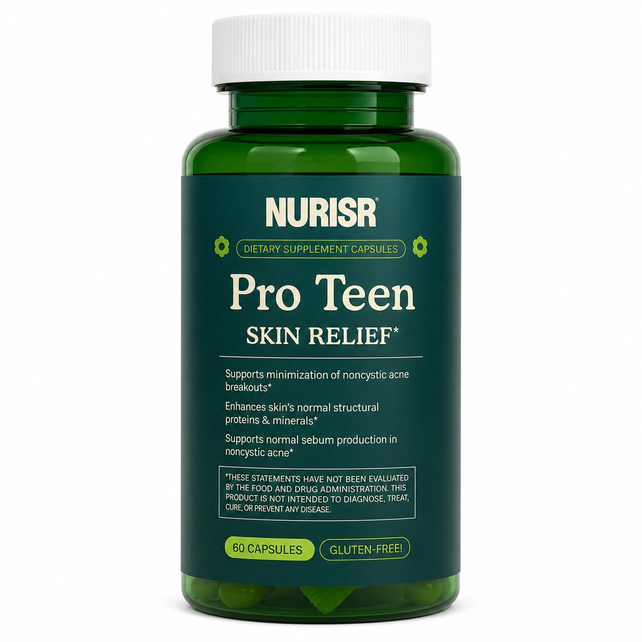 NURISR Acne Support Multivitamin for Teens with Vitamins A, B, C, E & Biotin, 1 Tablet