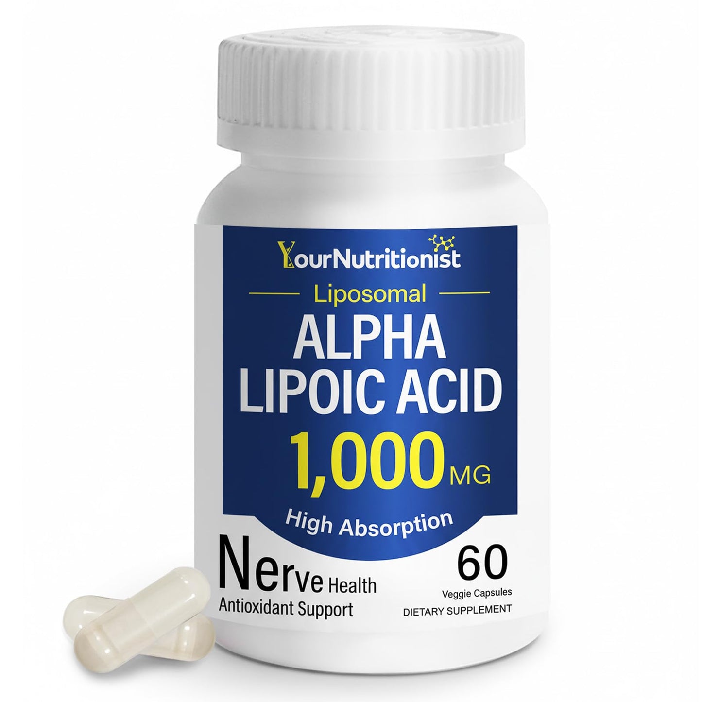 Your Nutritionist Liposomal Alpha Lipoic Acid 1000mg Capsule, 60 Count