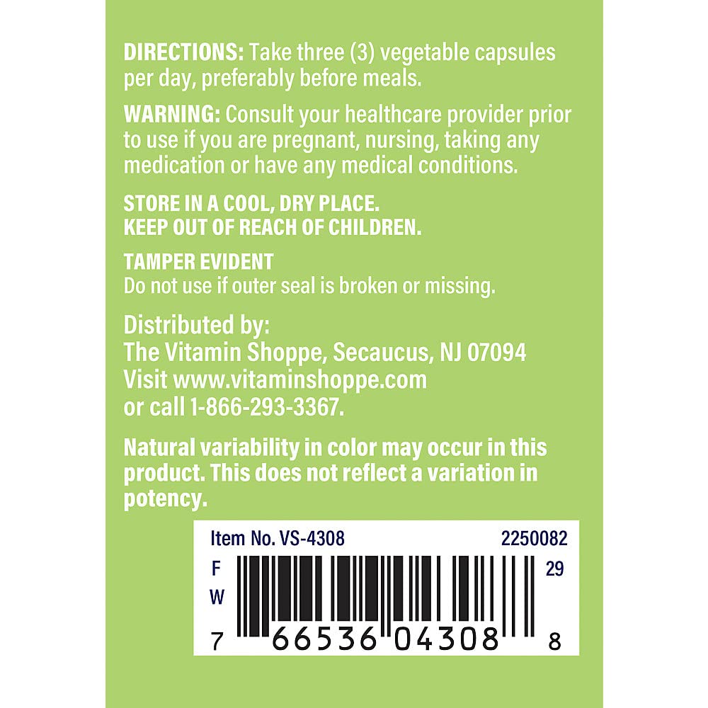 The Vitamin Shoppe Dandelion Root Diuretic Herb for Digestive & Liver Support 100 Capsules