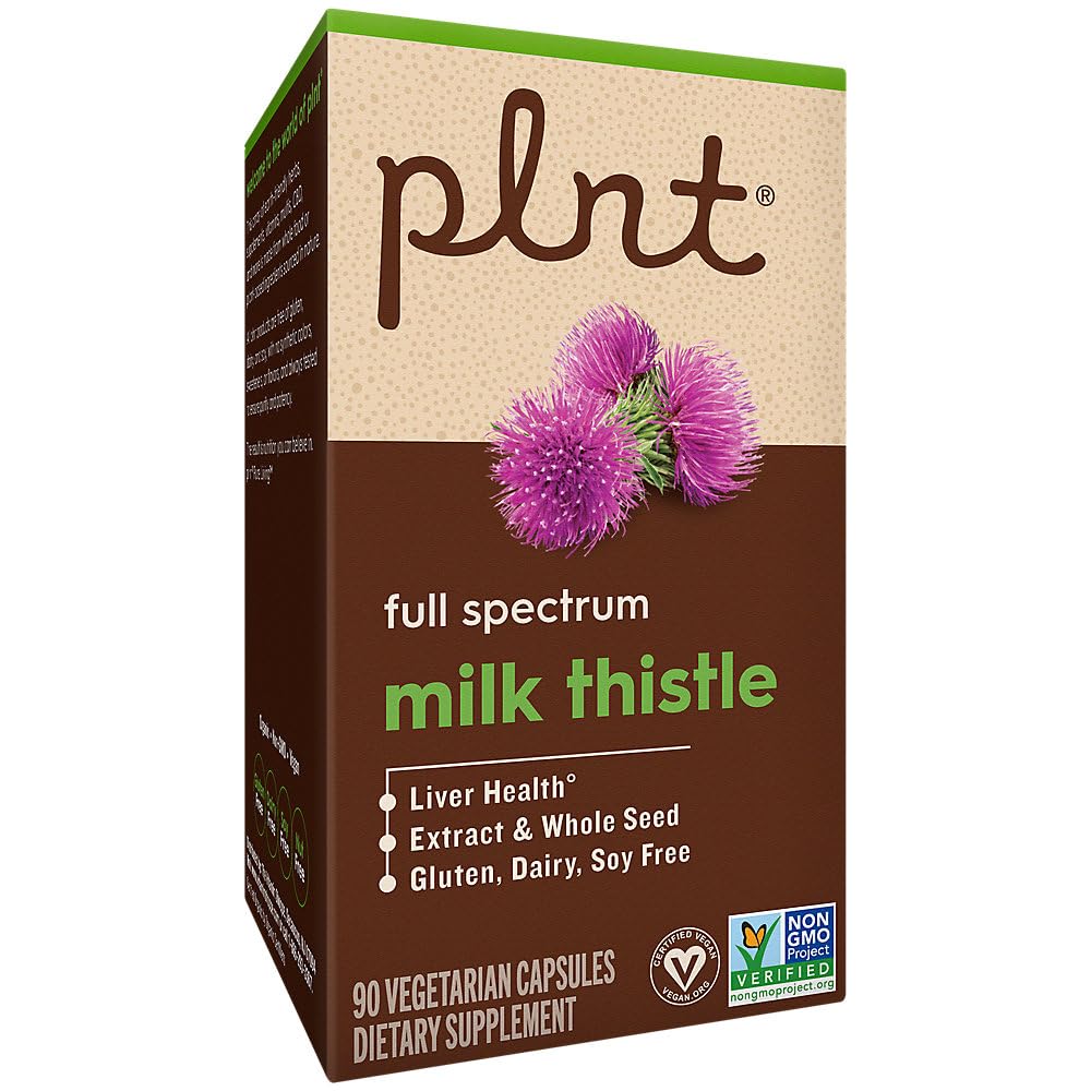 plnt Milk Thistle for Liver Health - Full Spectrum Extract & Whole Seed Capsules, 90 Count