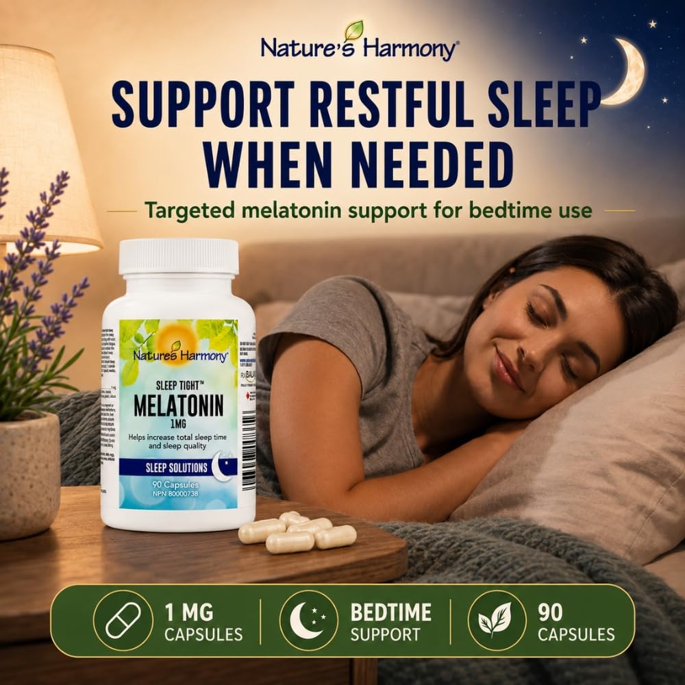 Nature's Harmony Melatonin 1mg Capsules, 90 Count